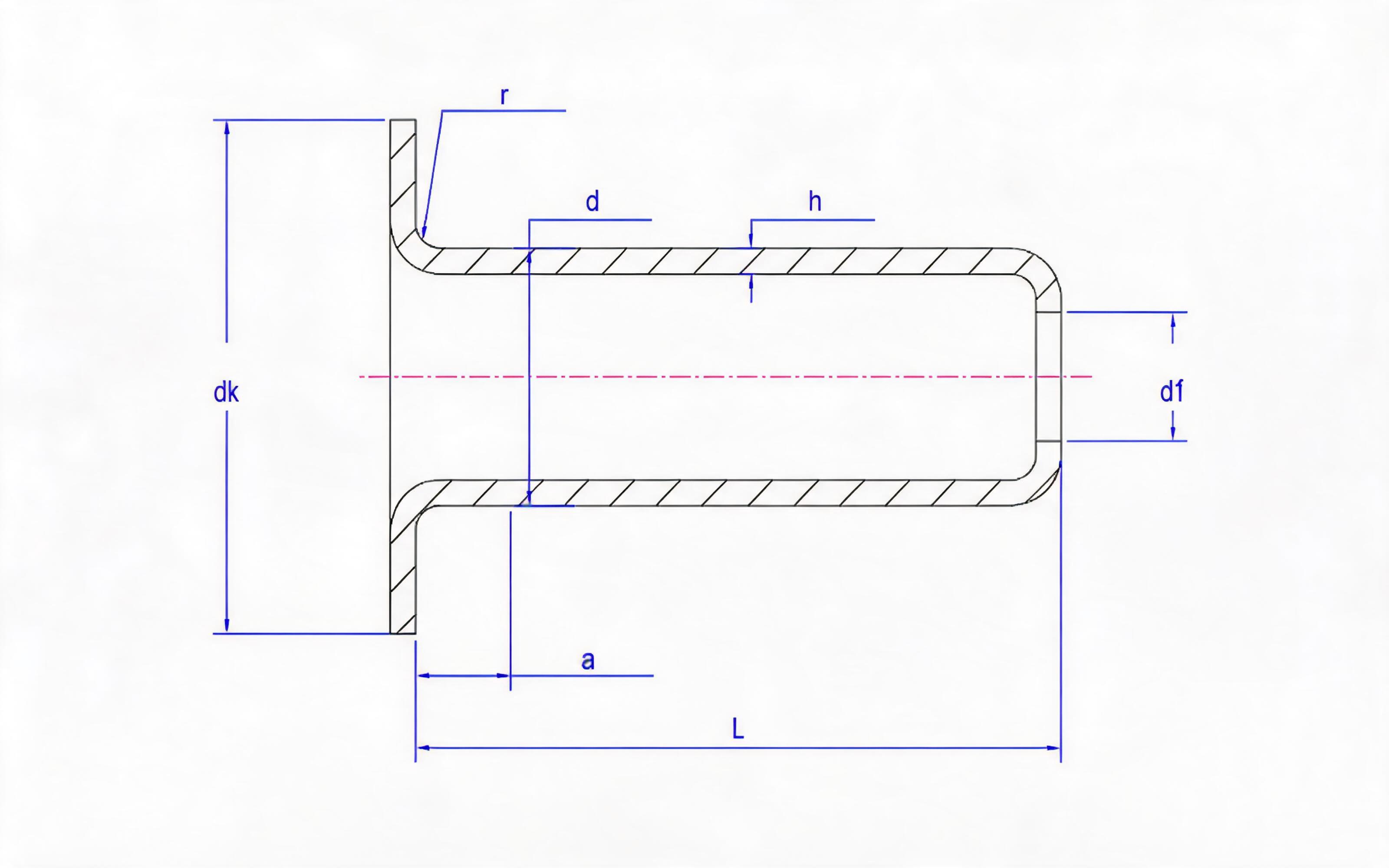 Flat head blind rivet Standard Drawing
