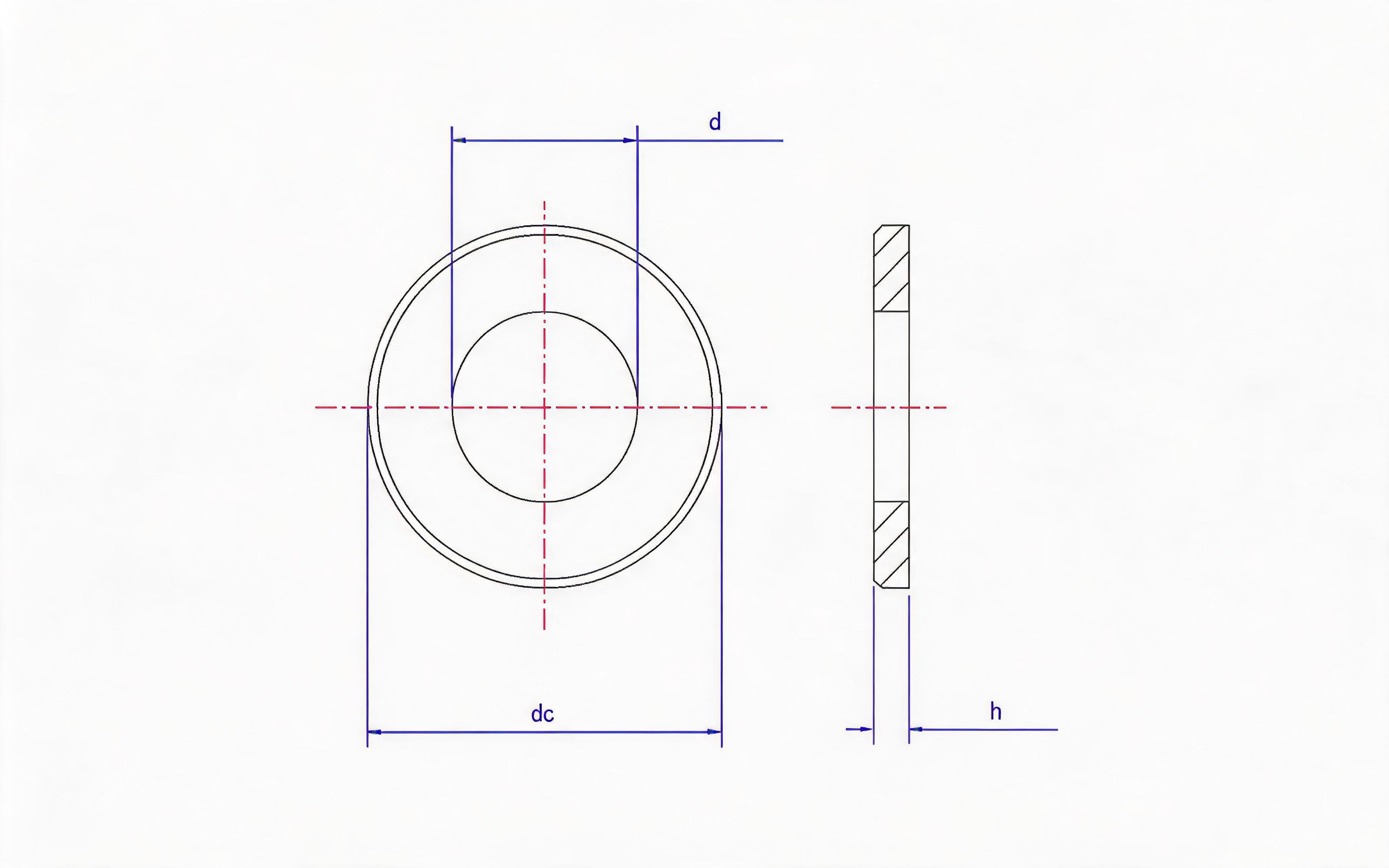 Plain washer chamfered type Standard Drawing