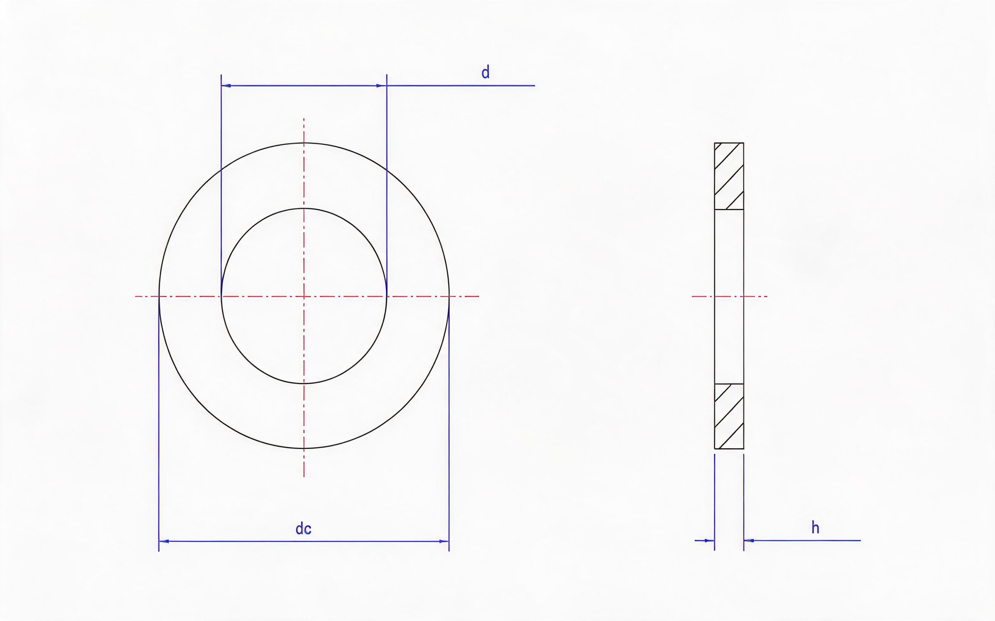 Small flat washer Standard Drawing