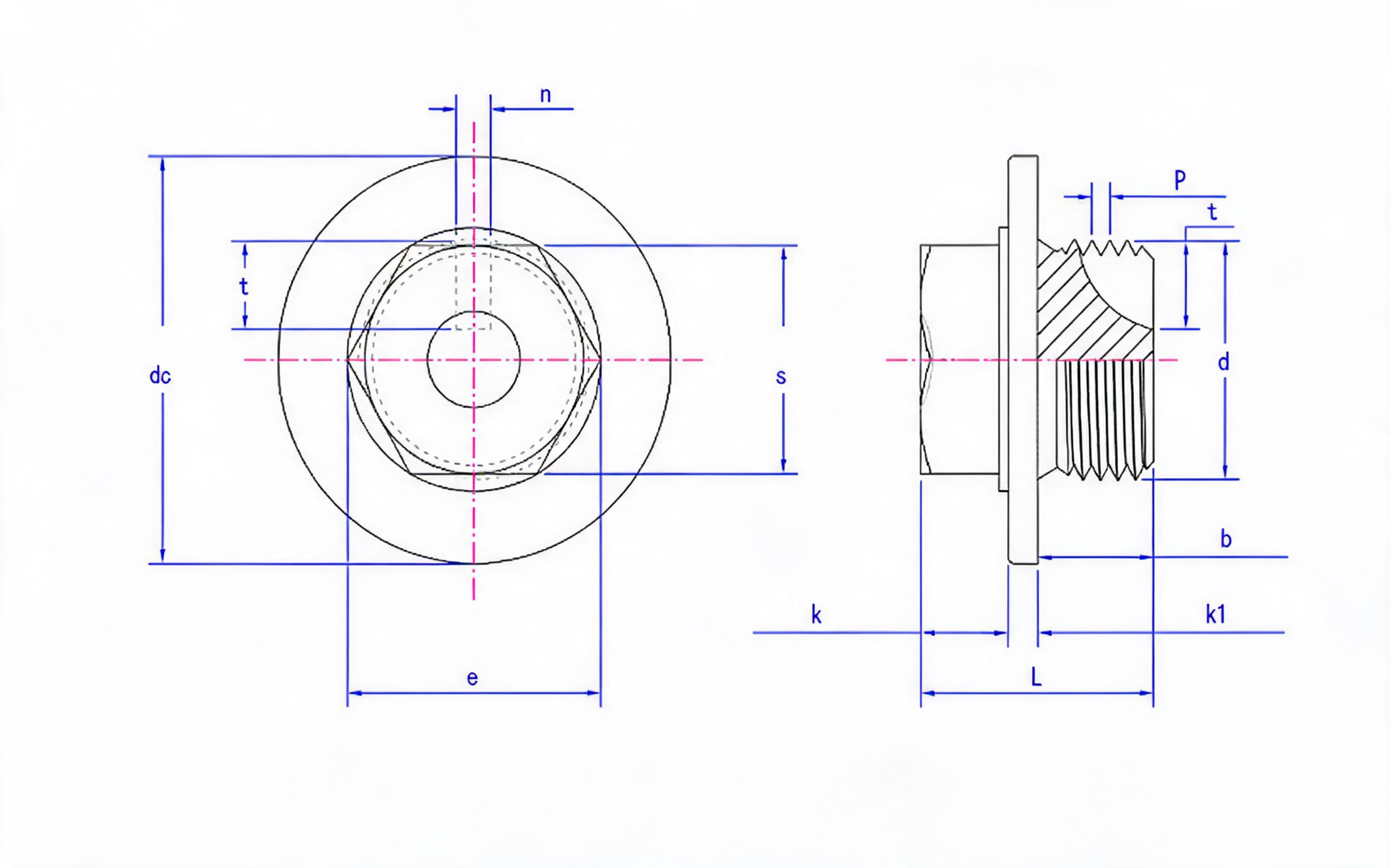 FLANGED HEXAGON HEAD PLUG Standard Drawing