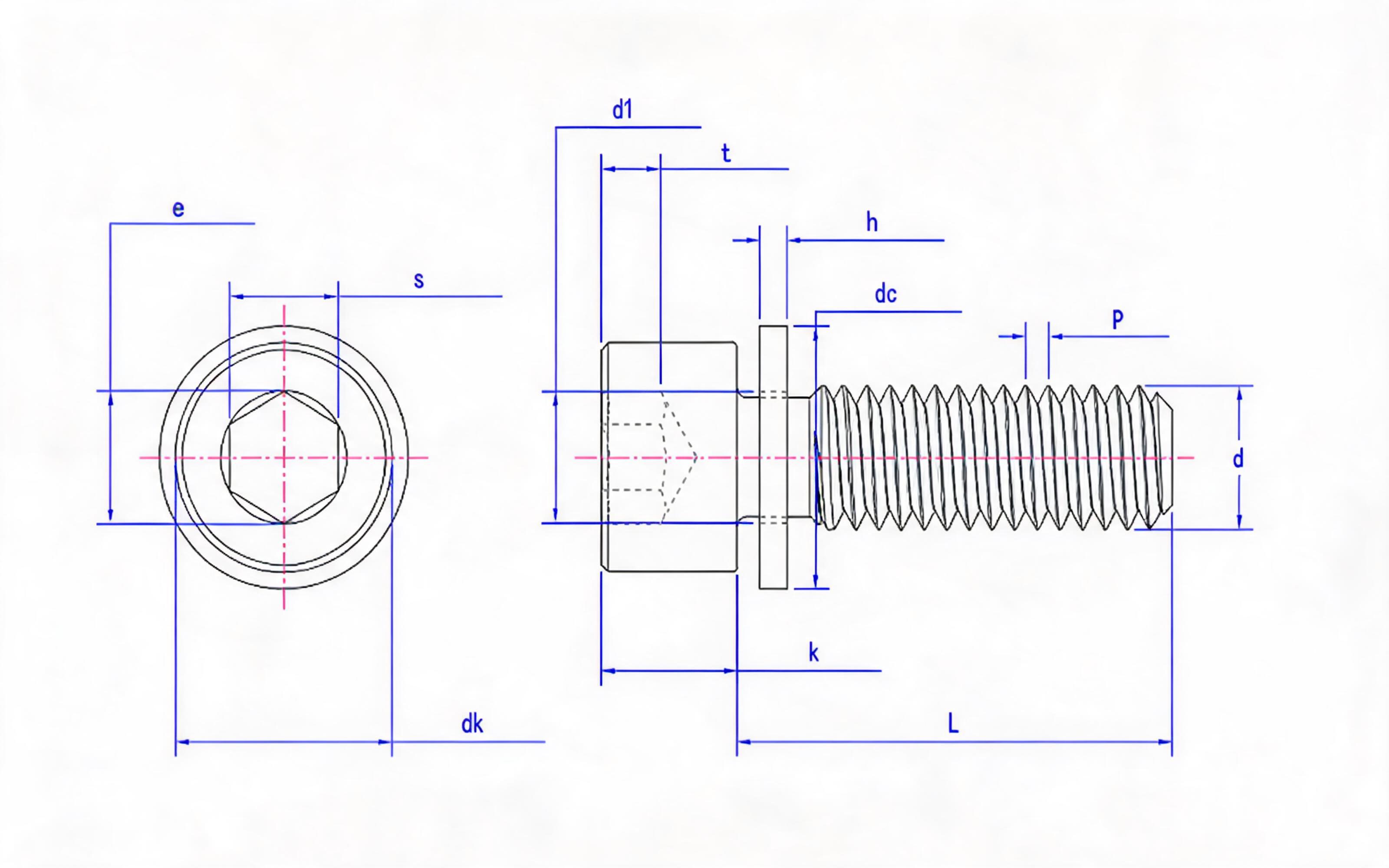 Hexagon socket head cap screw and flat washer combination Standard Drawing