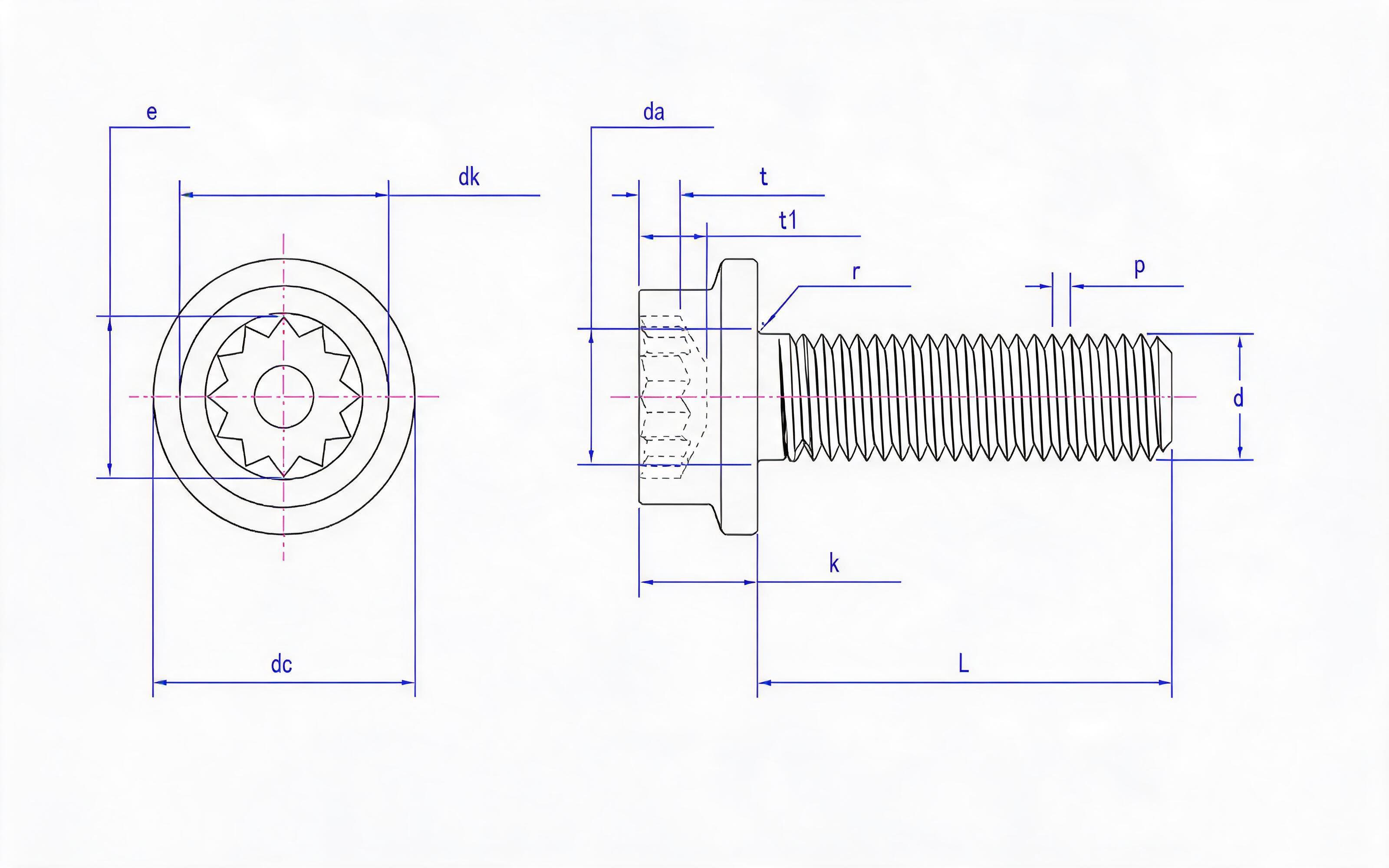 ANGLE SLOTTED CYLINDRICAL HEAD FLANGE SCREW Standard Drawing