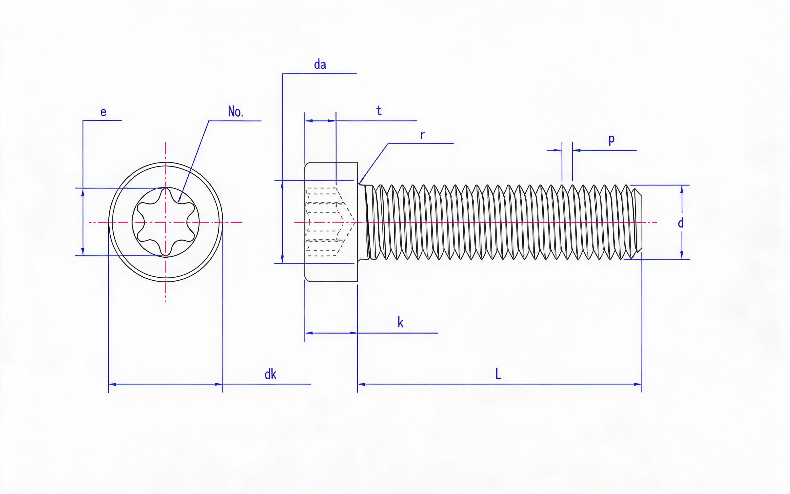 Hexagon socket cheese head screw Standard Drawing