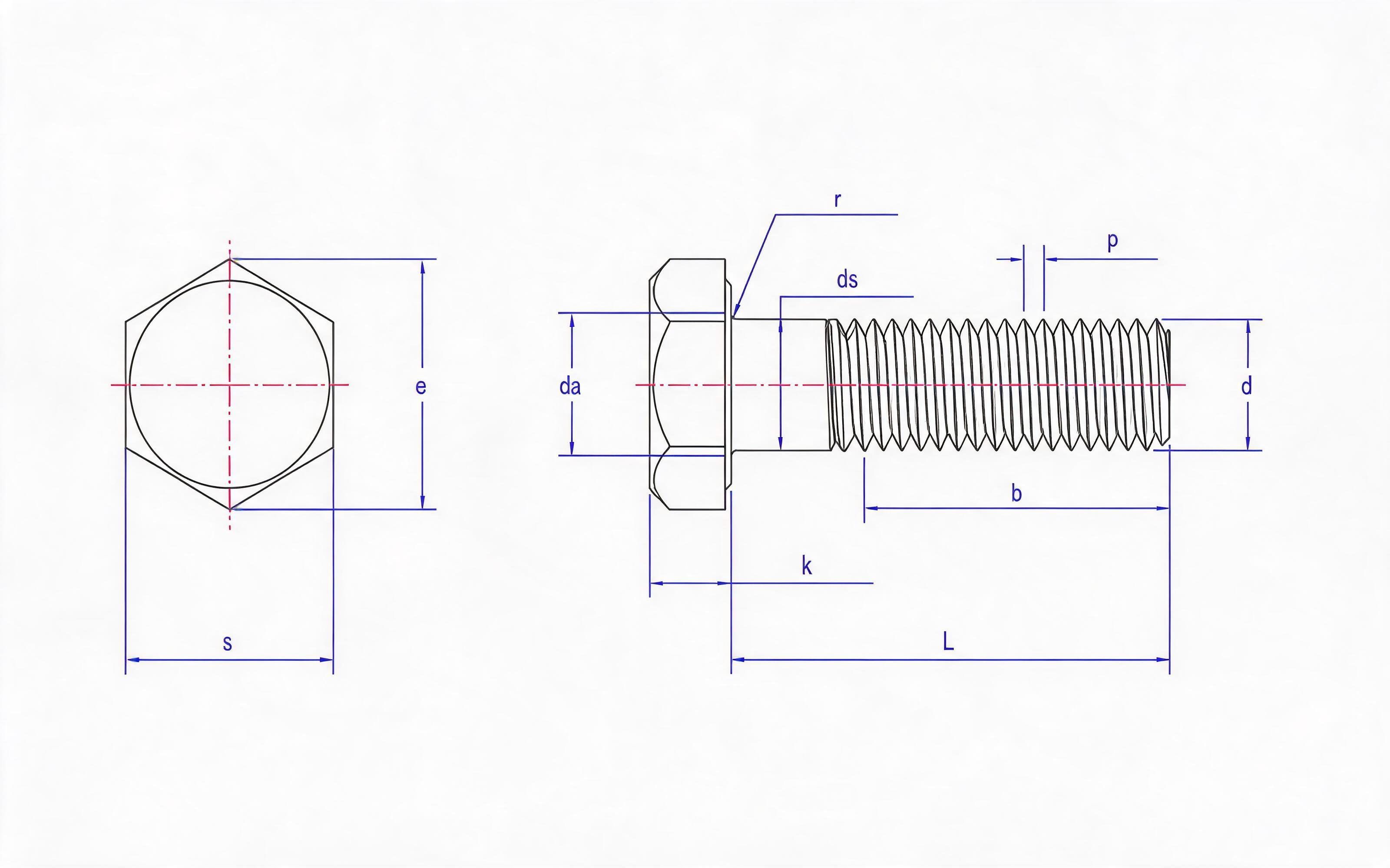 Hexagon head bolt Standard Drawing