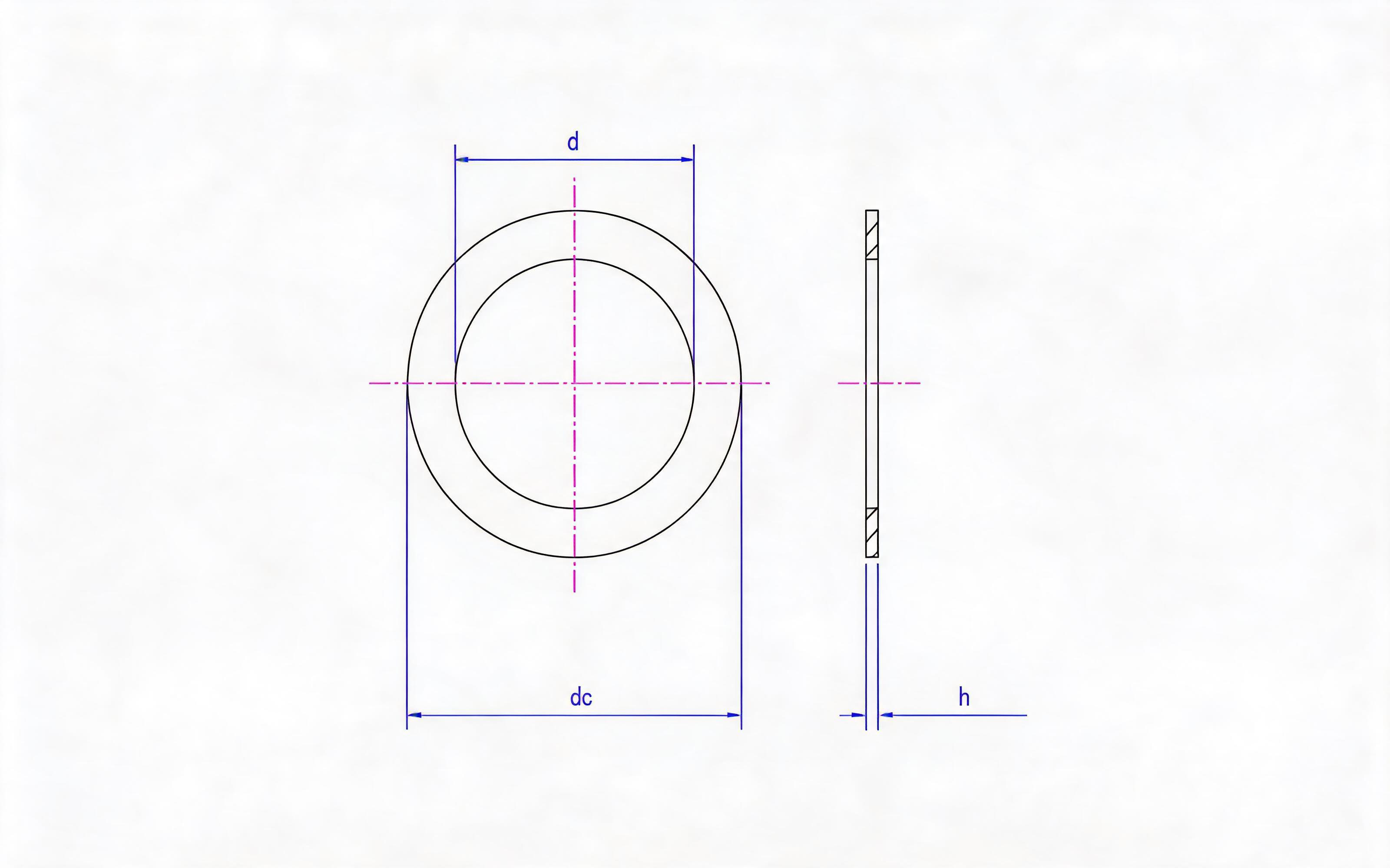 Type A sealing washer (non-asbestos material) Standard Drawing