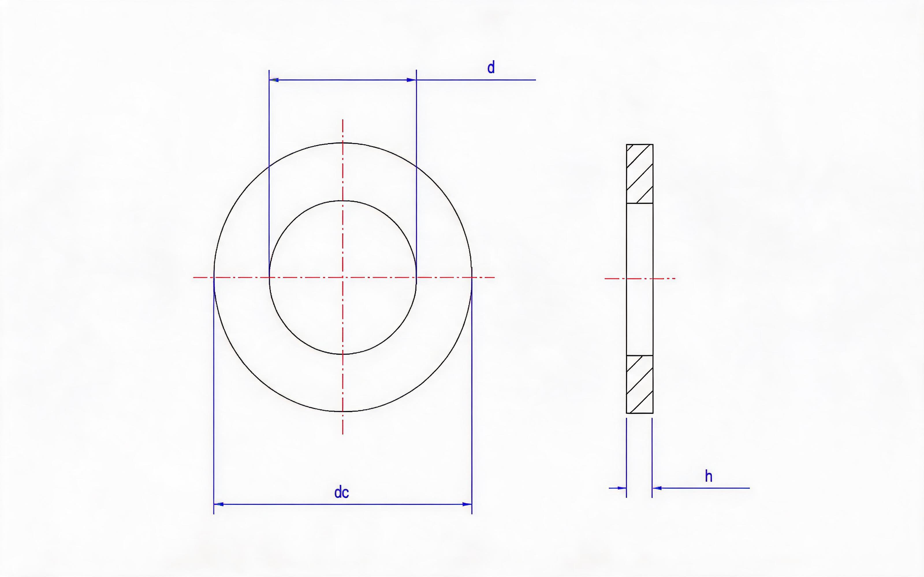 Flat washer for screw and washer assembly (small) Standard Drawing