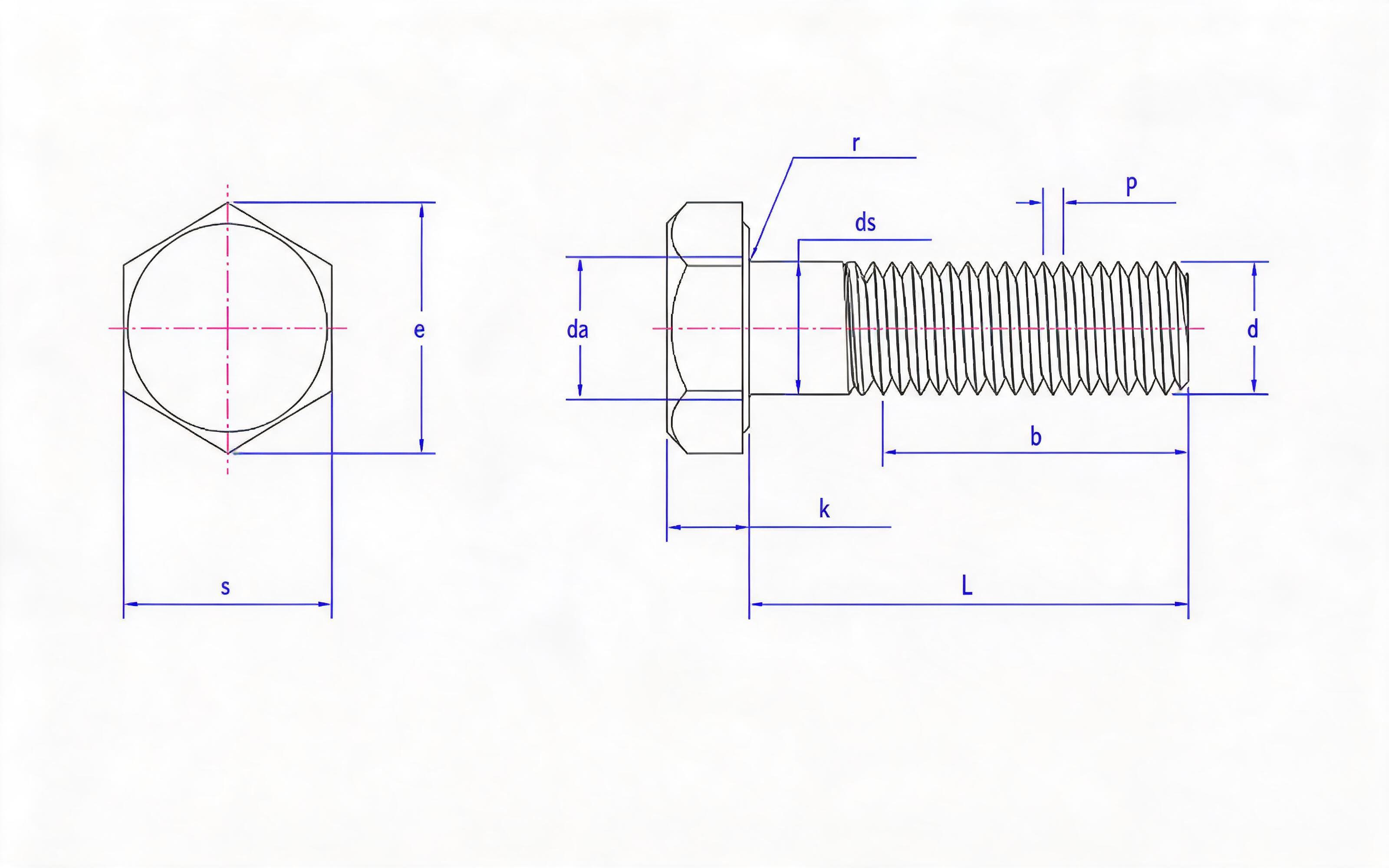 Hexagon bolt for steel structure Standard Drawing