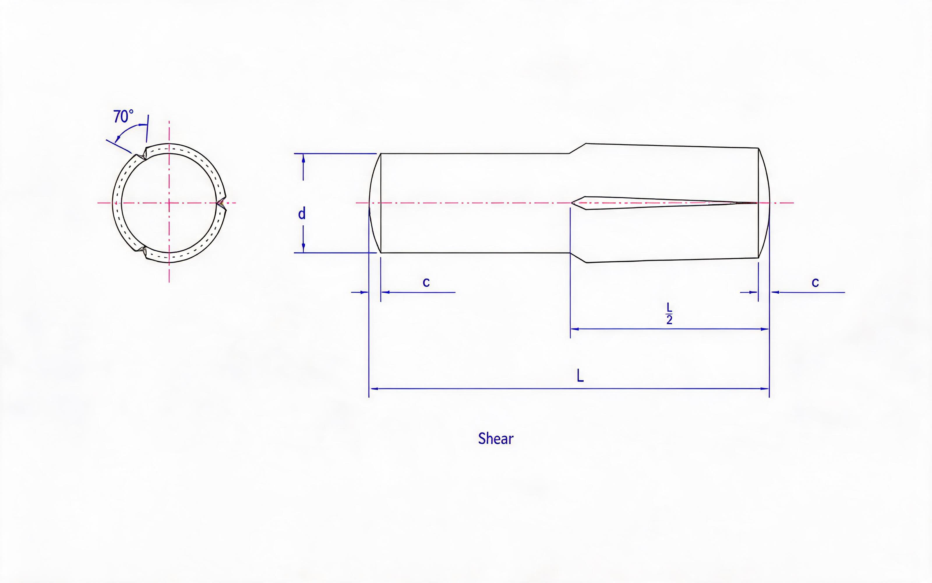 SLOTTED PIN HALF LONG REVERSE TAPER SLOT Standard Drawing