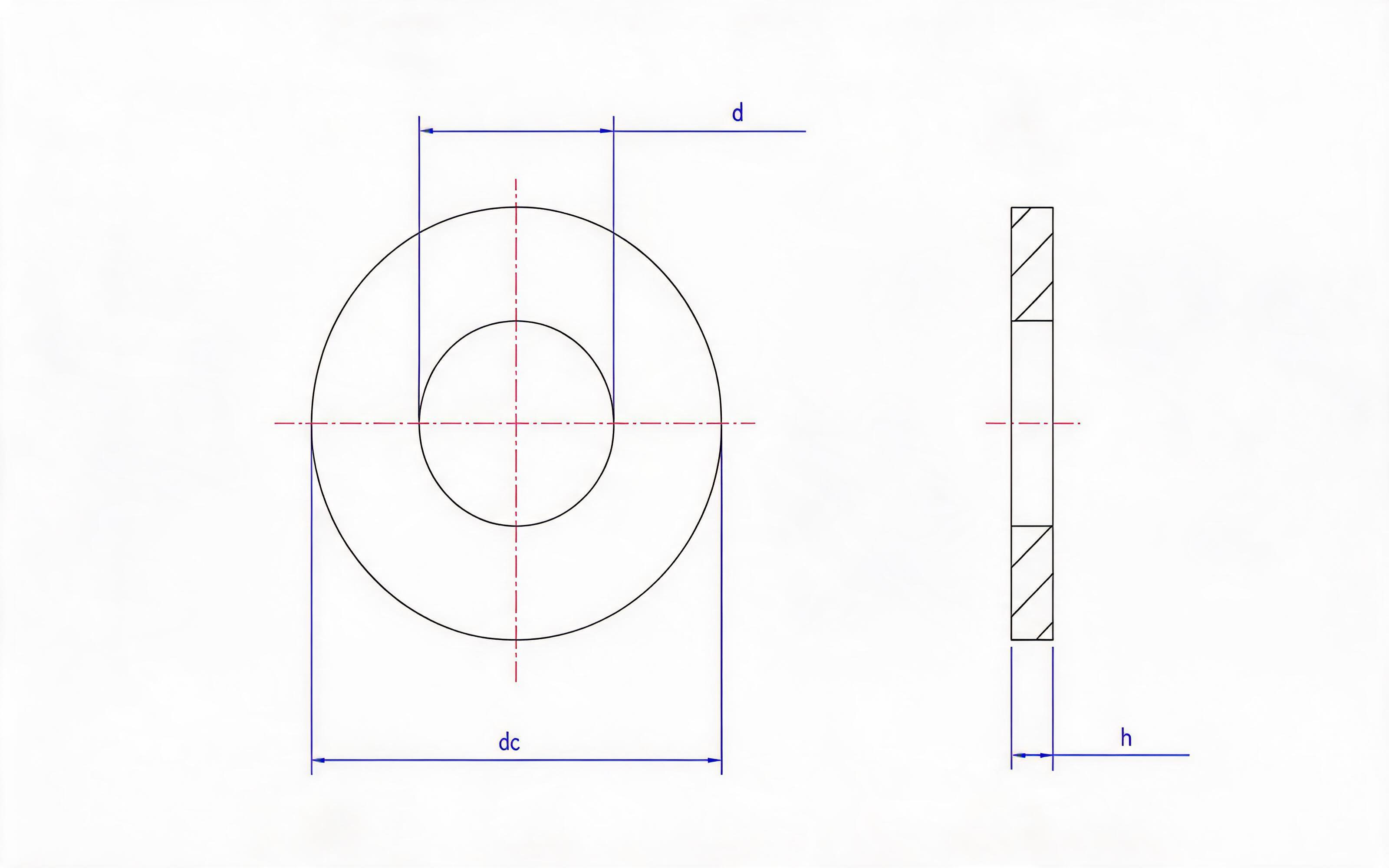 Standard Combination Flat Gaskets for Self Tapping Screw and Washer Assemblies (Type N) Standard Drawing
