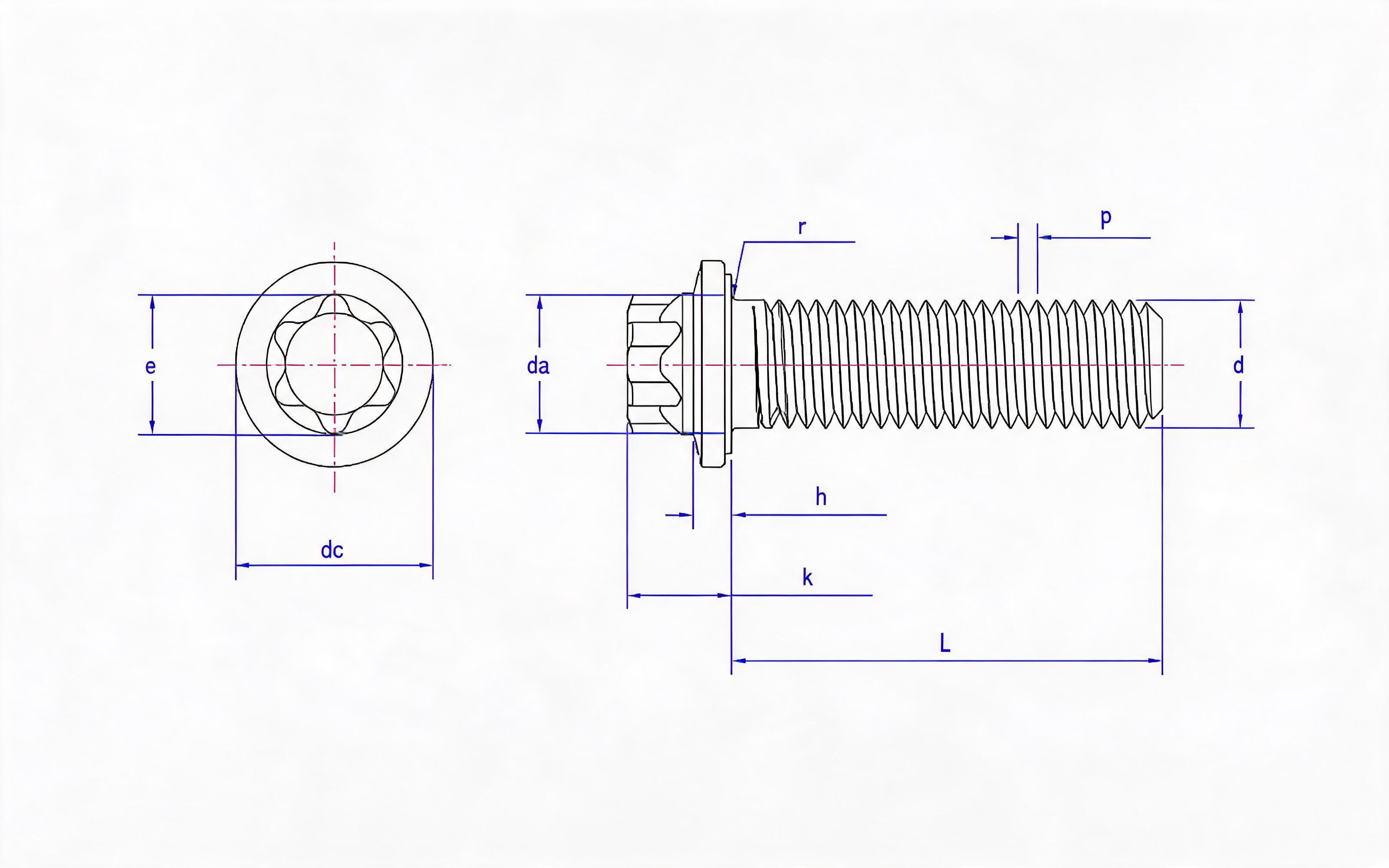 Torx head small flange bolt Standard Drawing