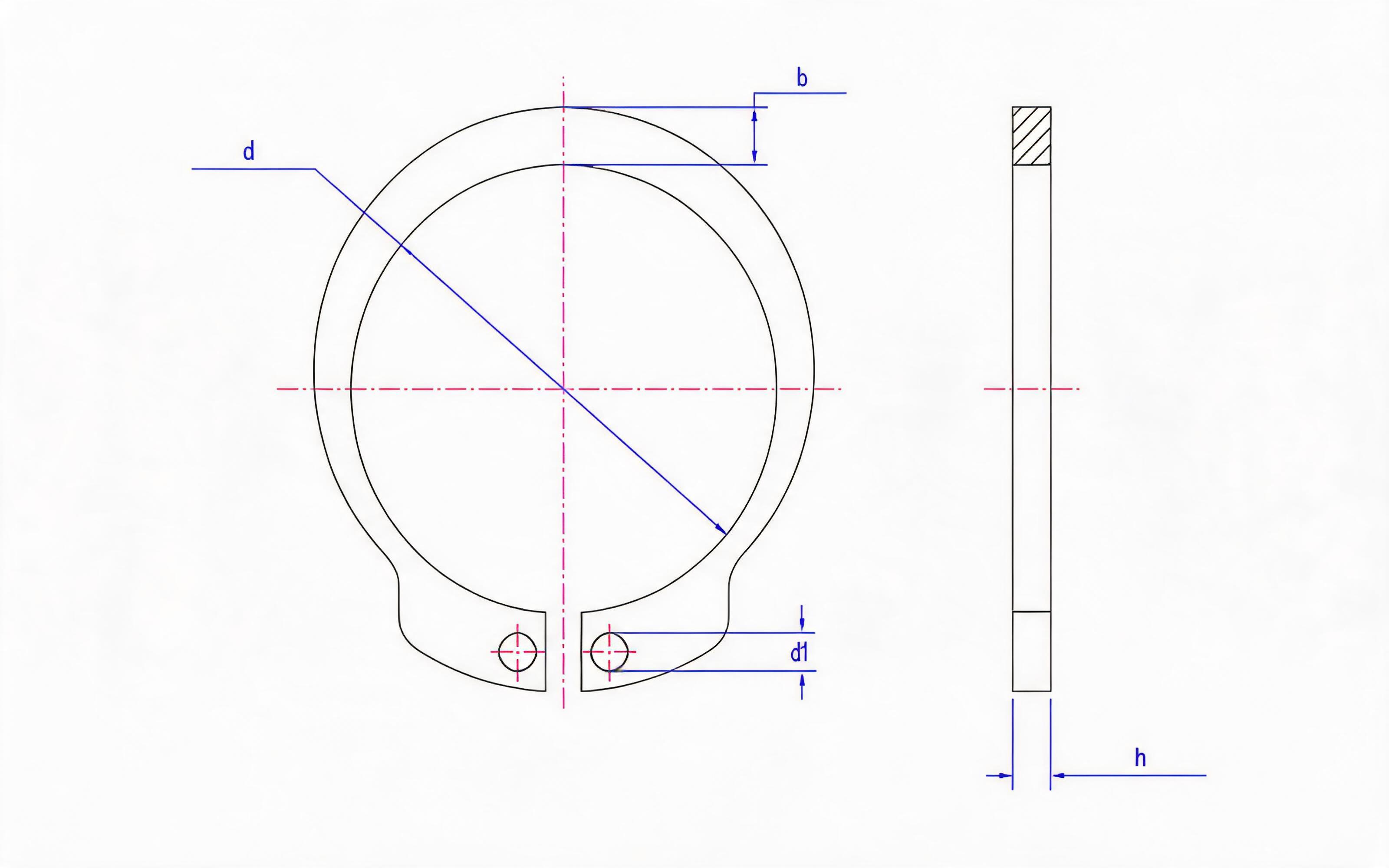 Shaft circlip type A (d ≥ 10mm) Standard Drawing