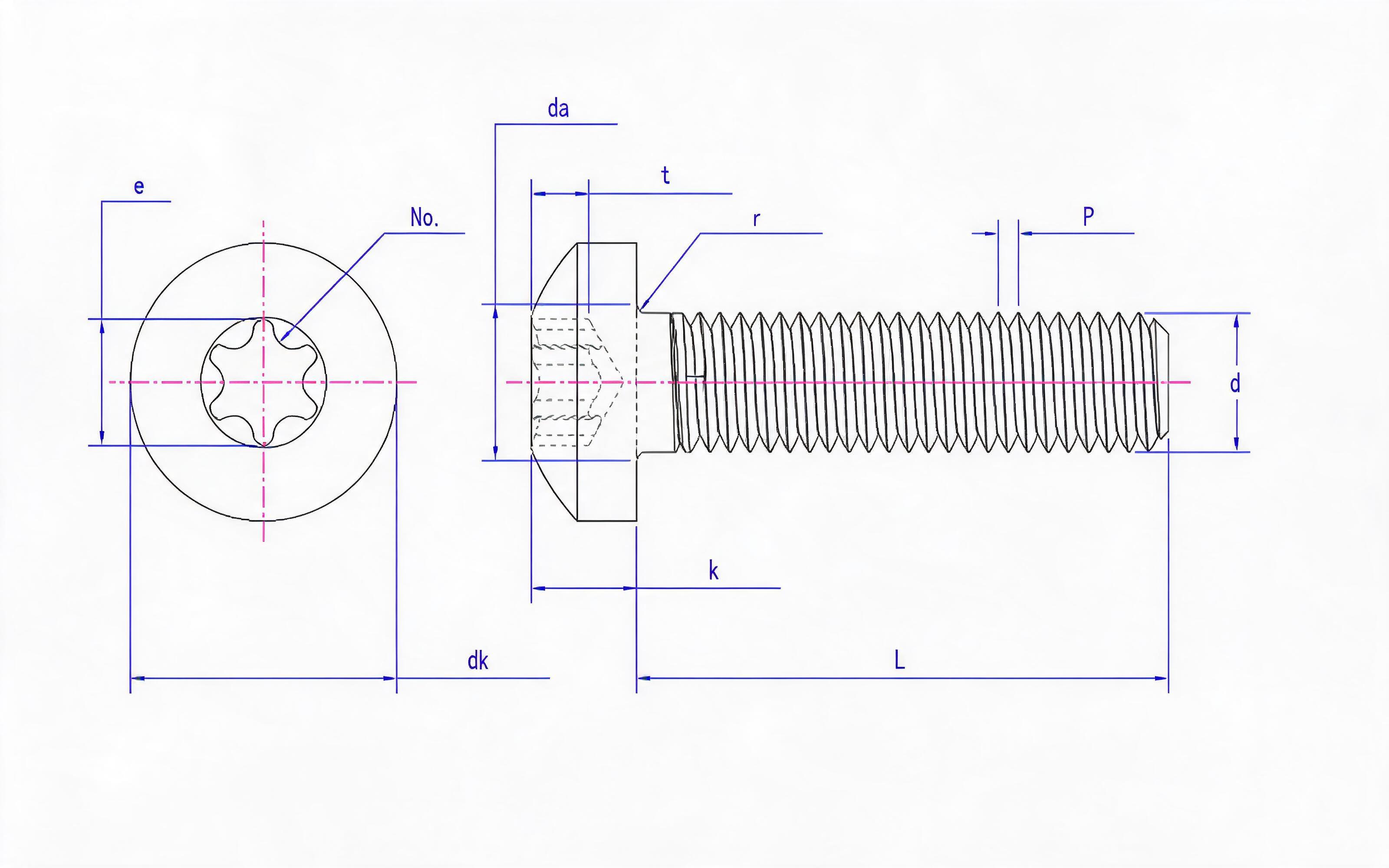 Torx panhead screw Standard Drawing