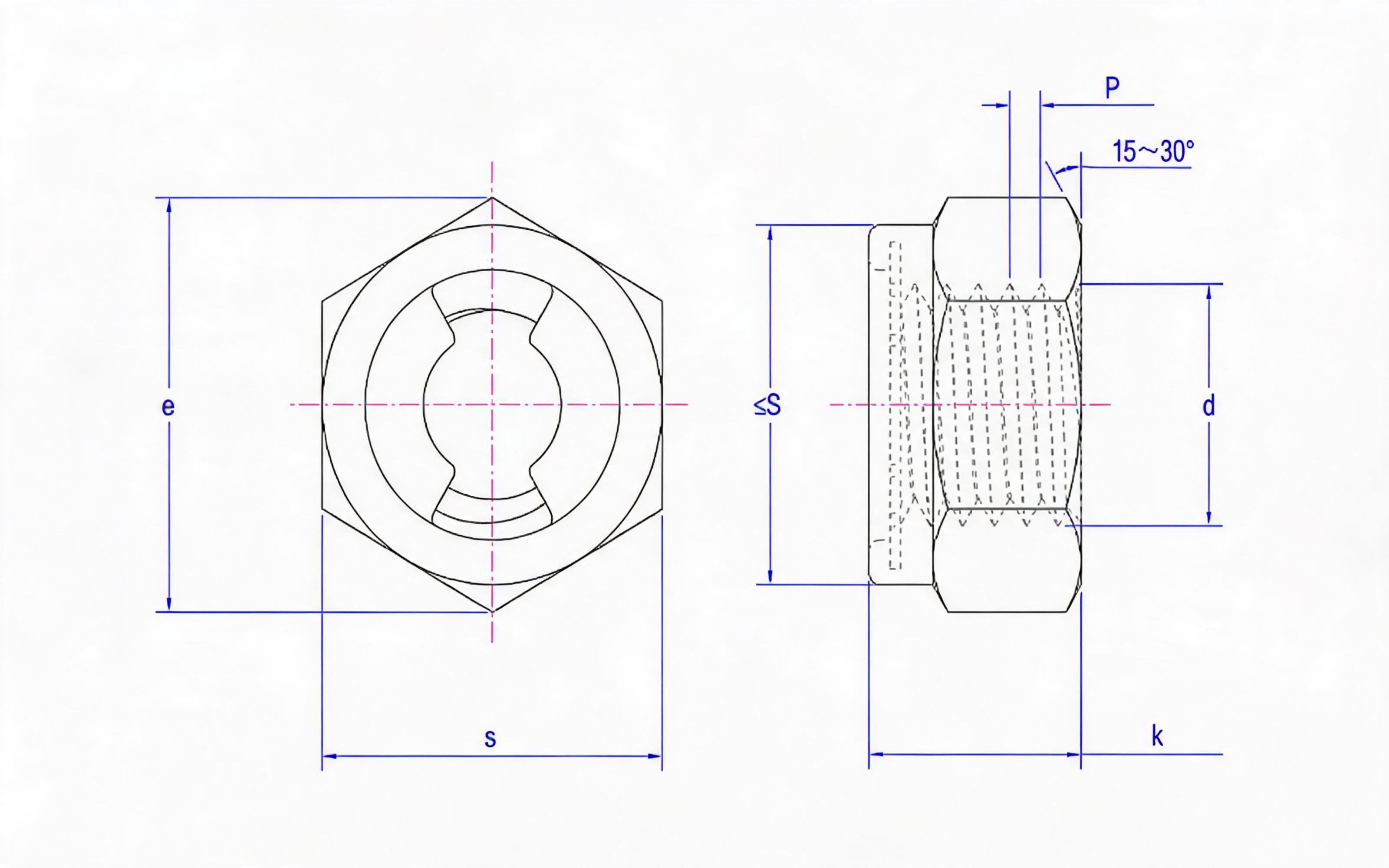 Hexagon lock nut with metal insert Standard Drawing