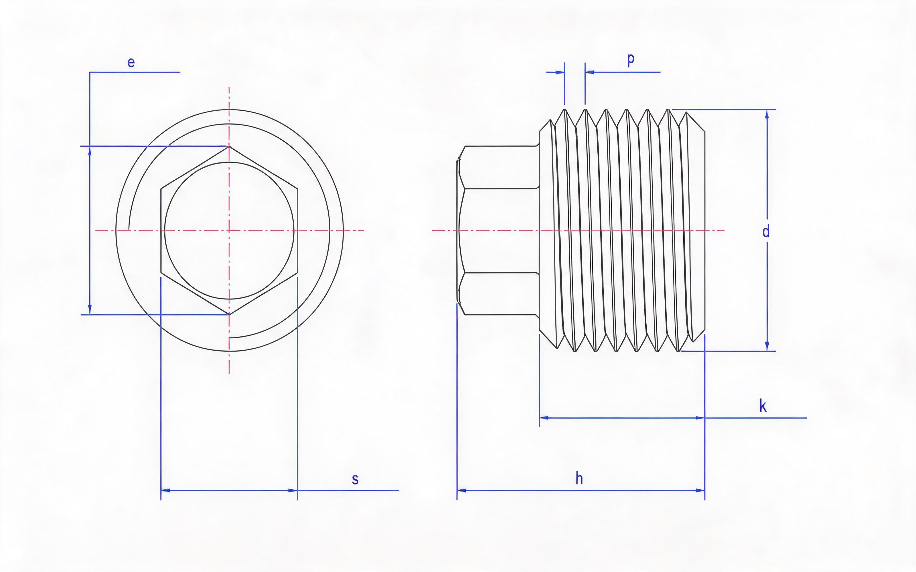 Hexagon head screw plug (d ≤ 18mm) Standard Drawing