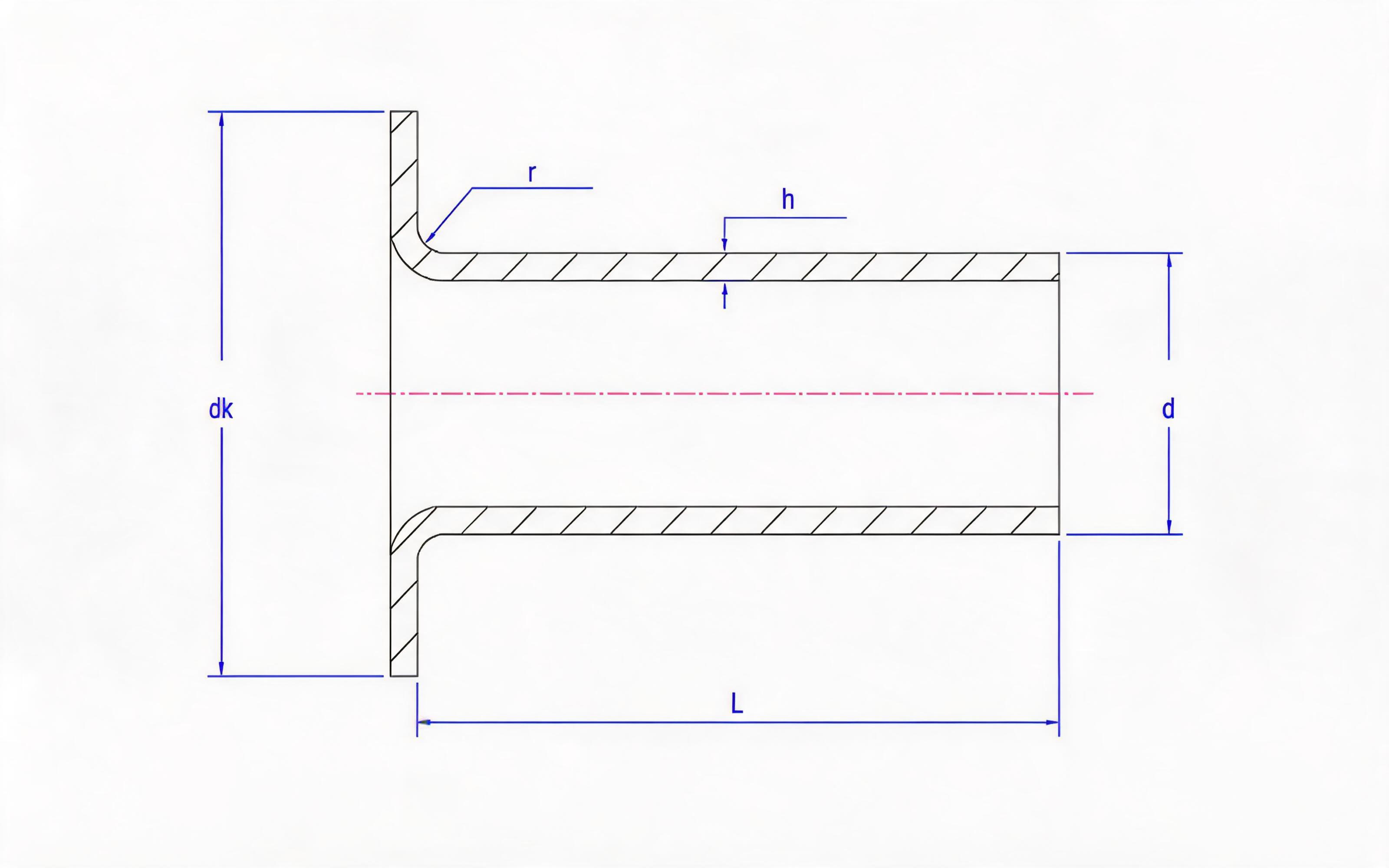Flat head blind rivet type A (0.75mm wall thickness) Standard Drawing