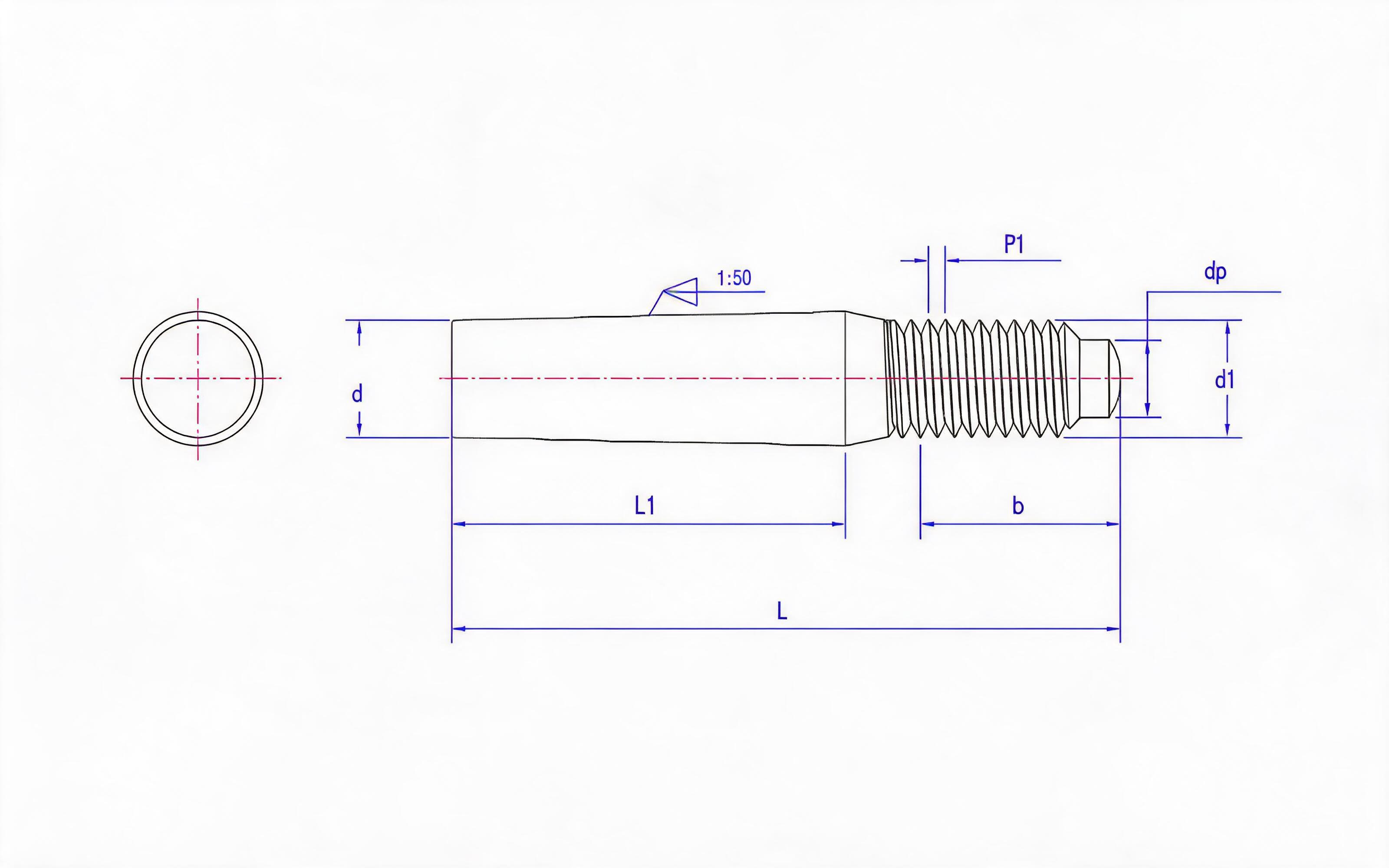 Taper pin, screw tail Standard Drawing