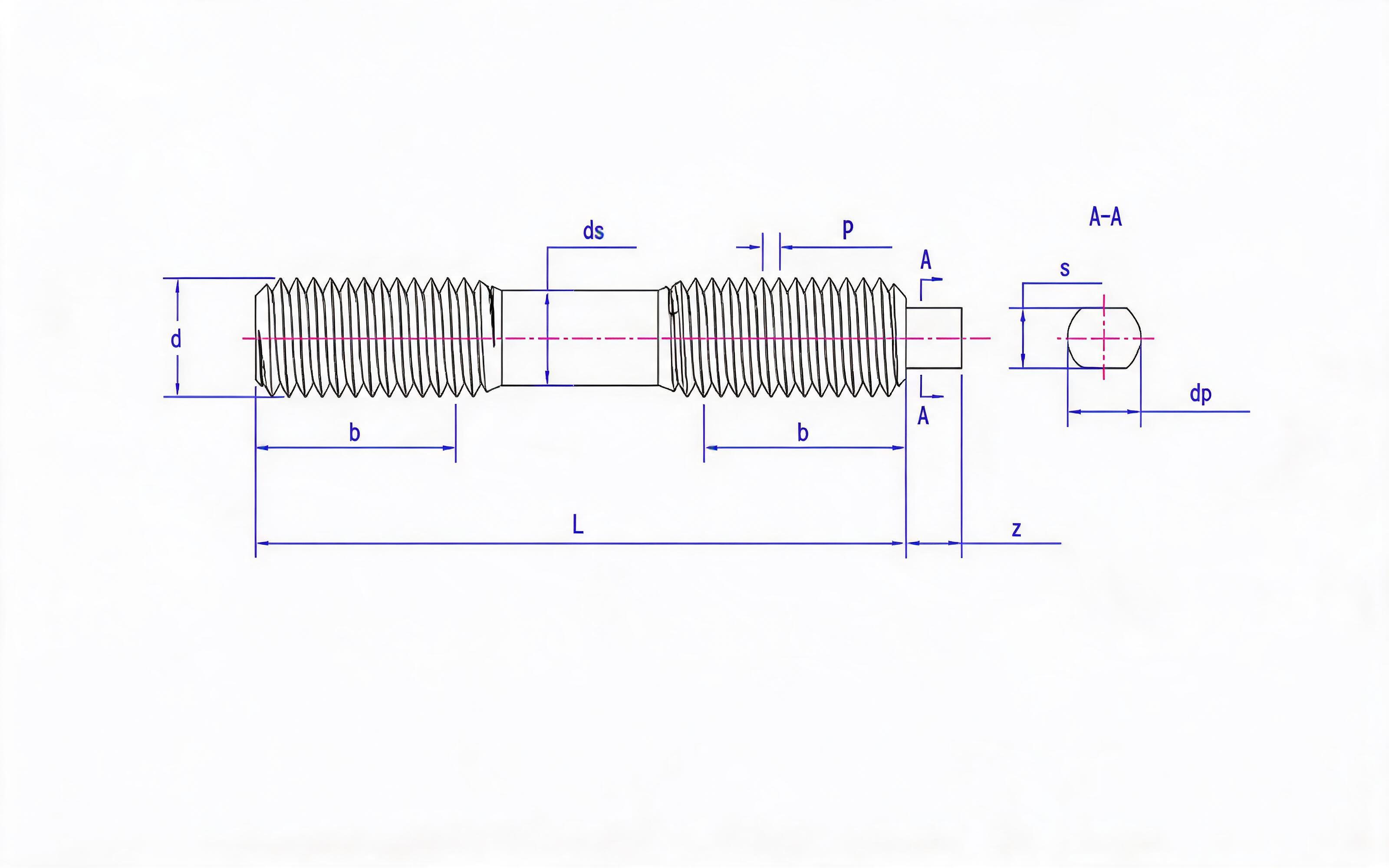 L-type double-head equal-length stud Table 1 Standard Drawing
