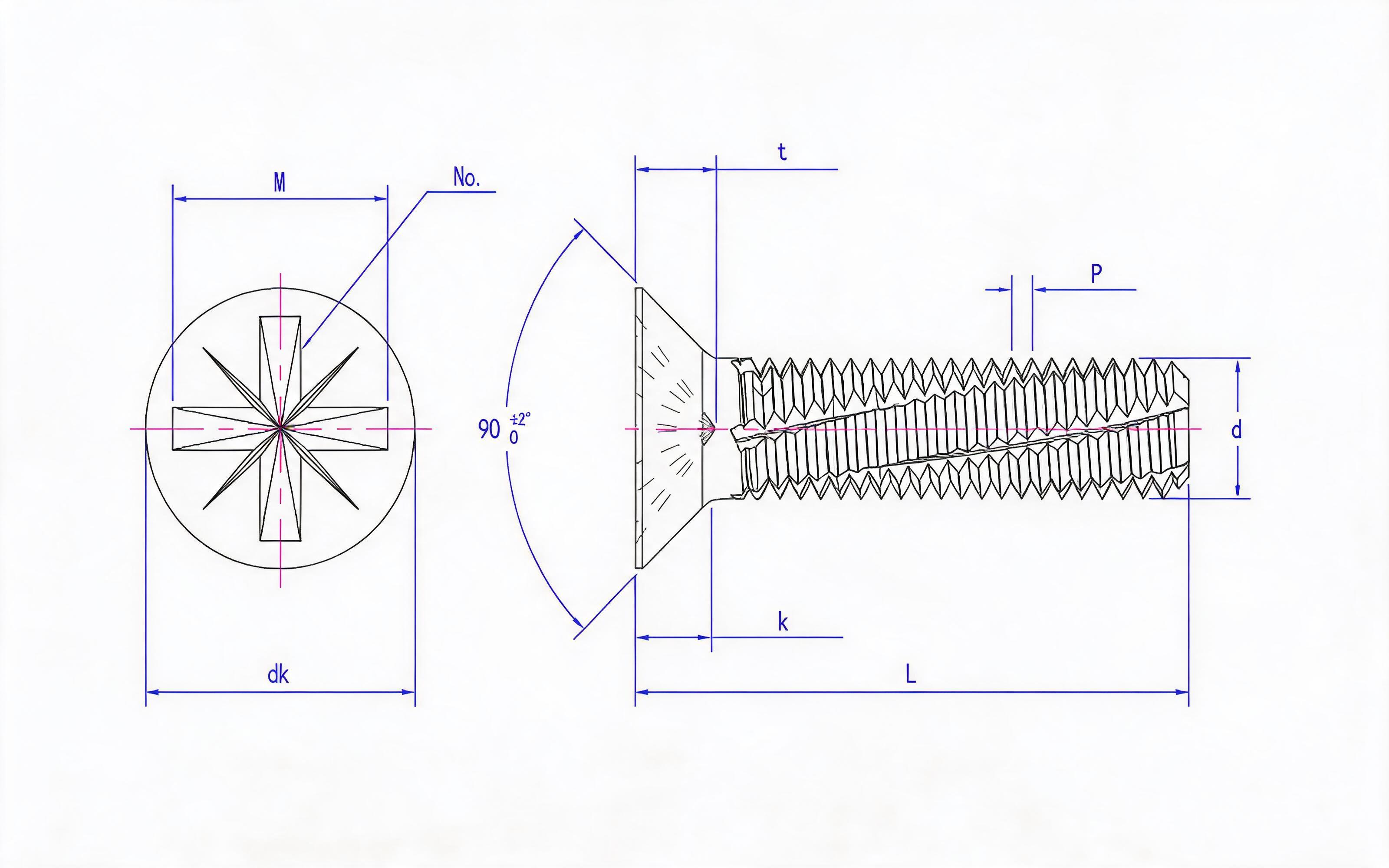 RAISED SLOT COUNTERSUNK HEAD CUT SCREW (TYPE Z) Standard Drawing