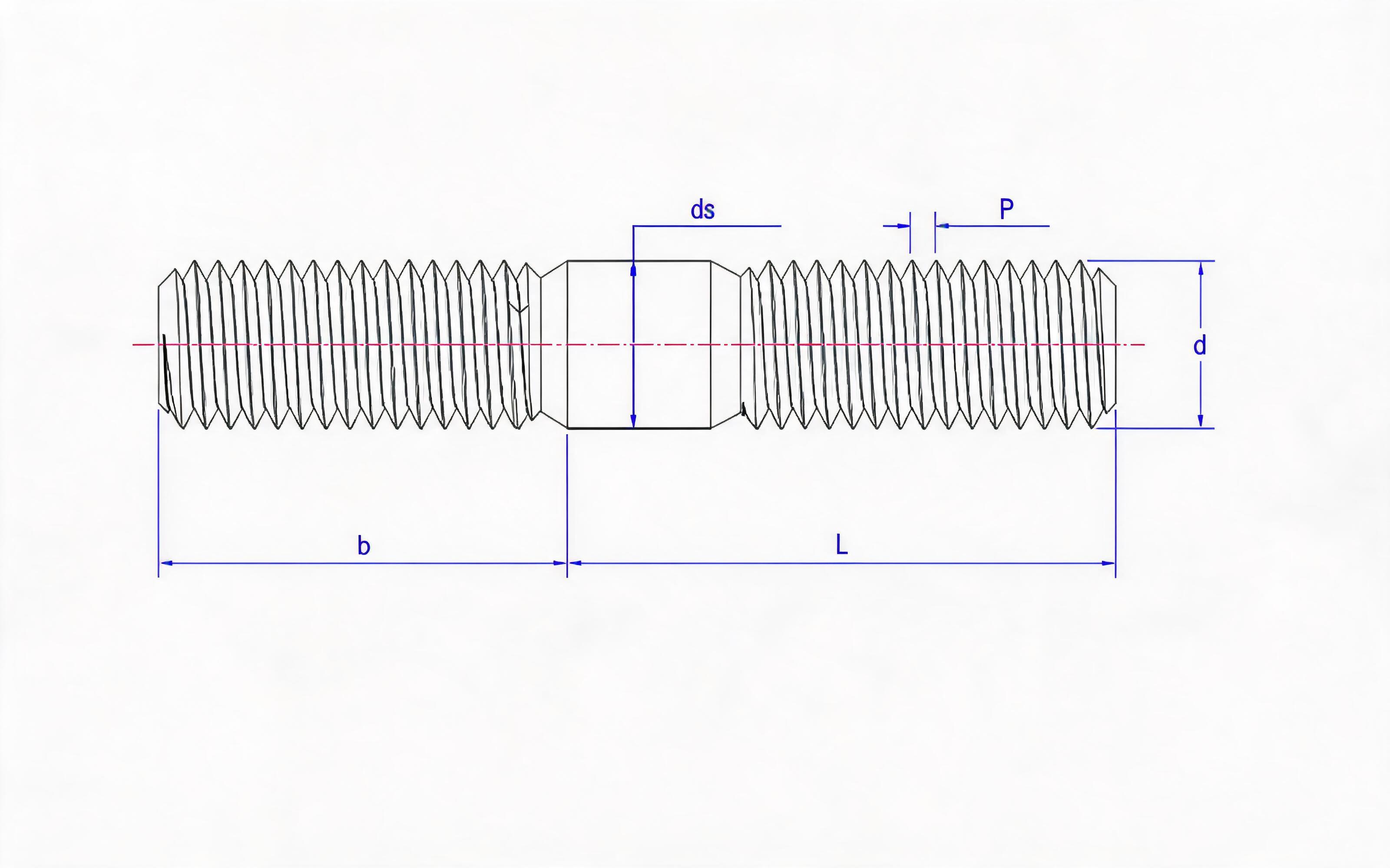 Interference fit thread stud b=2.5d (Type B) Standard Drawing