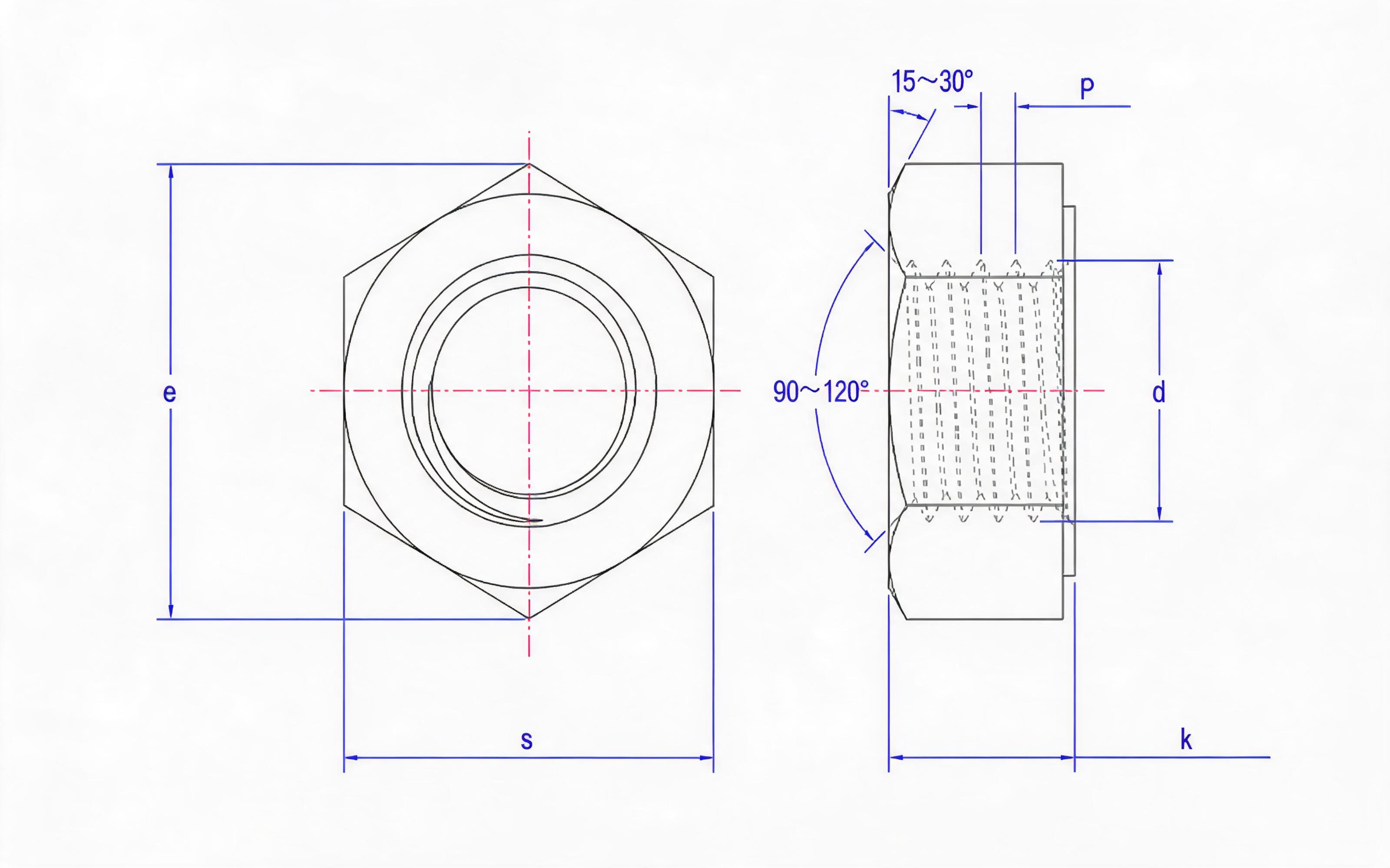 5. Single chamfer type 1 hex nut hot dip galvanized for bolted structures Grades 6 and 8 Standard Drawing