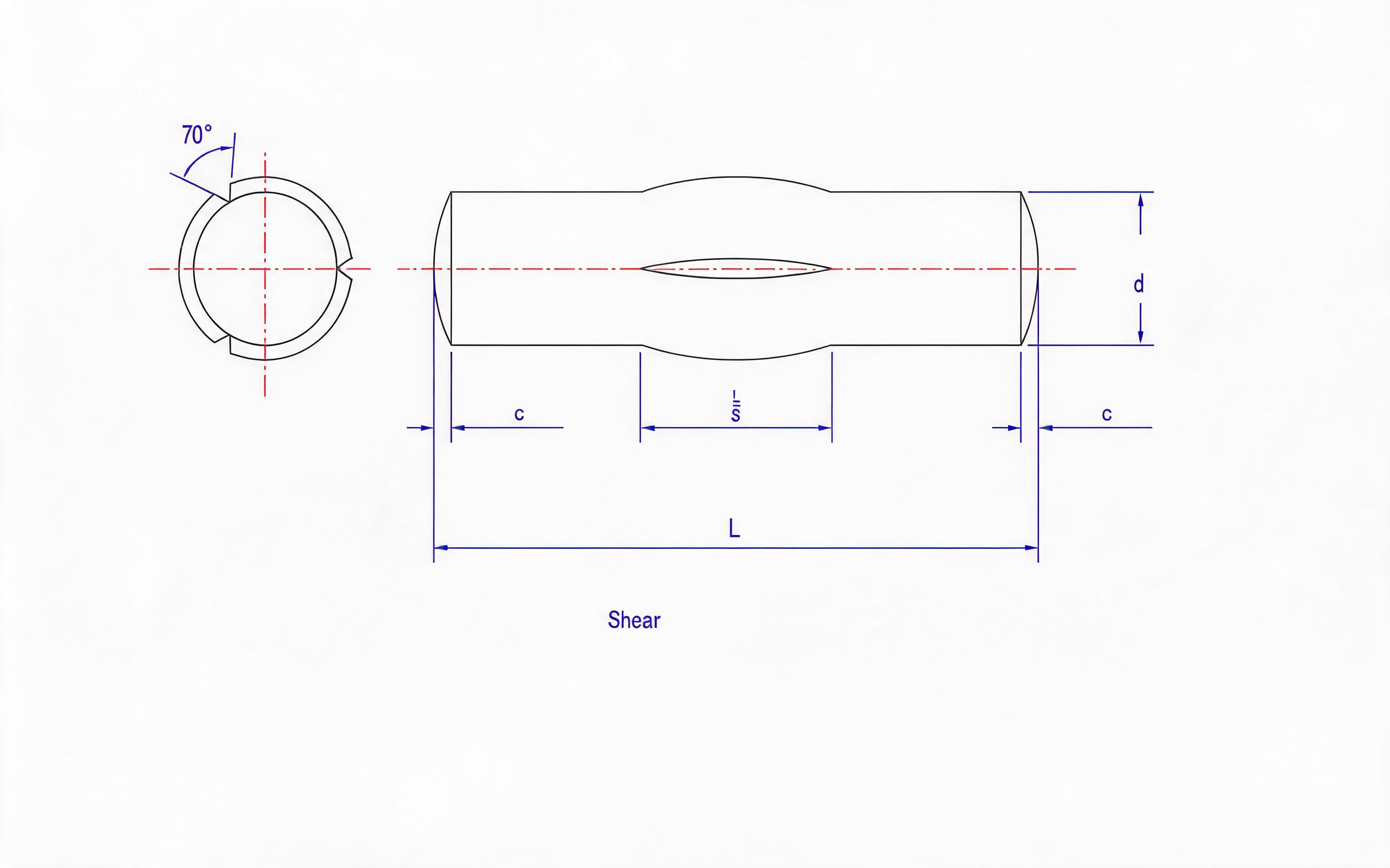 SLOTTED PIN WITH 1_3 FULL LENGTH PARALLEL GROOVE AT MID Standard Drawing
