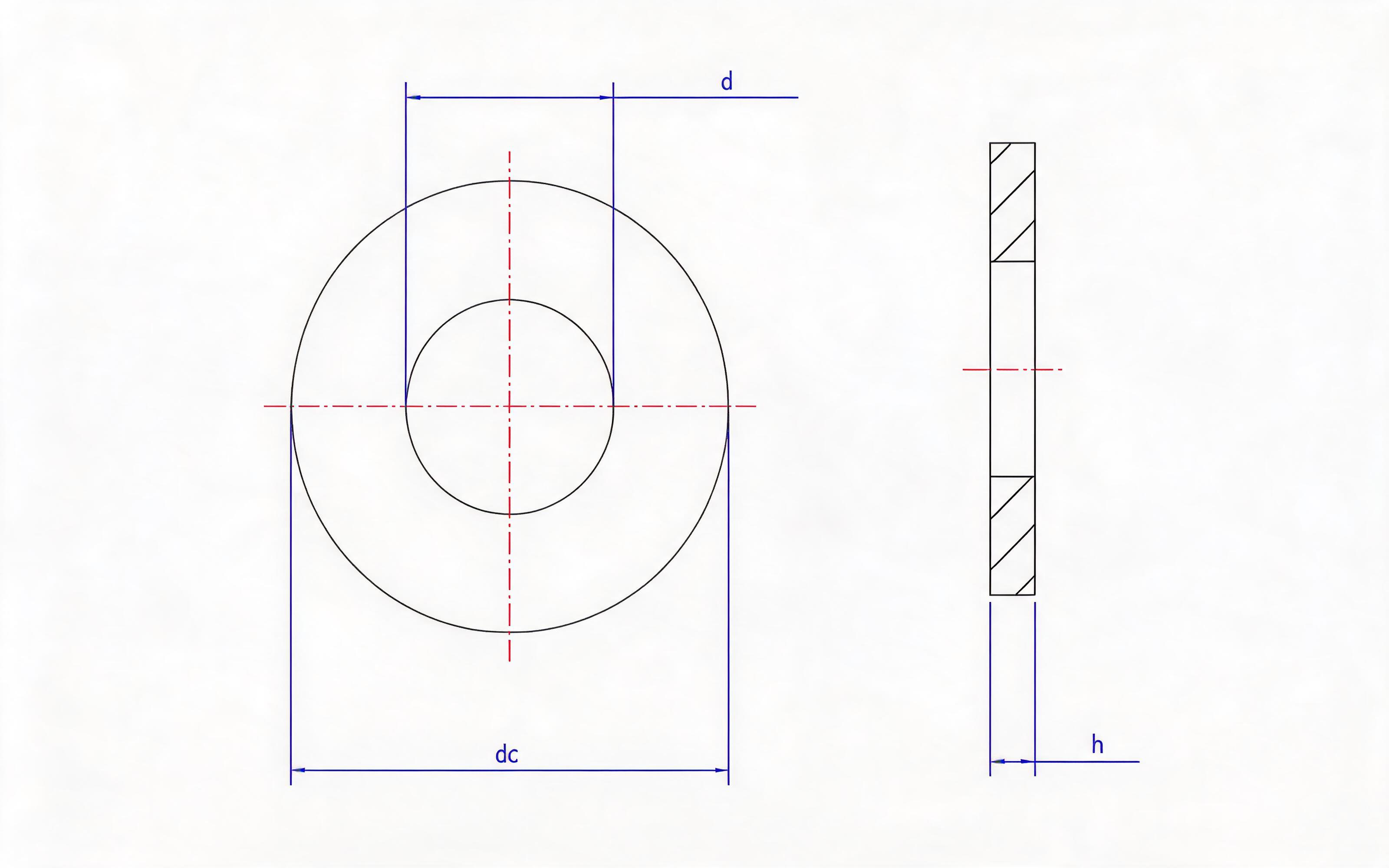 Flat washers for bolts with heavy clamping sleeves Standard Drawing