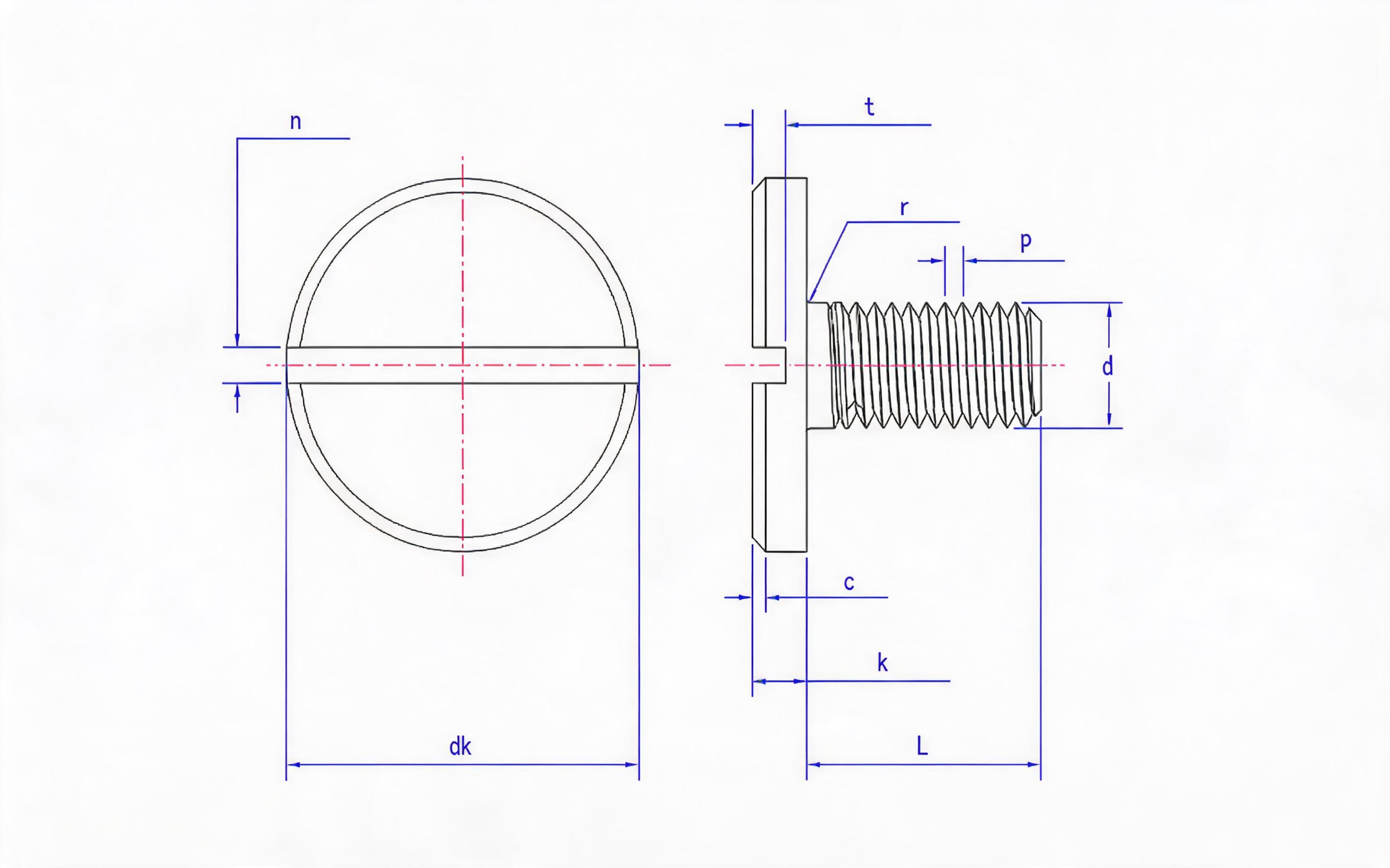 SLOTTED LARGE PAN HEAD SCREW Standard Drawing