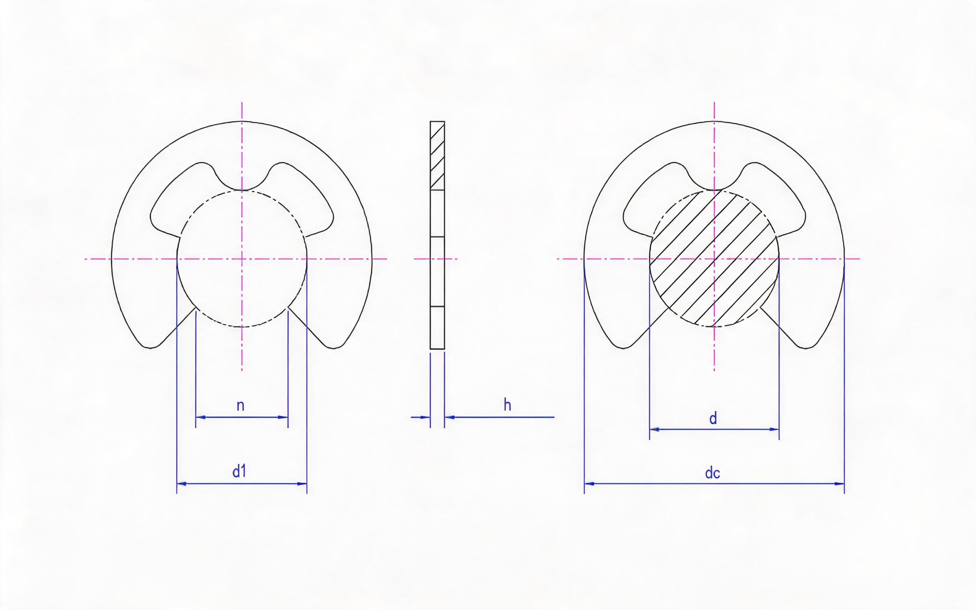 Split retaining ring Standard Drawing