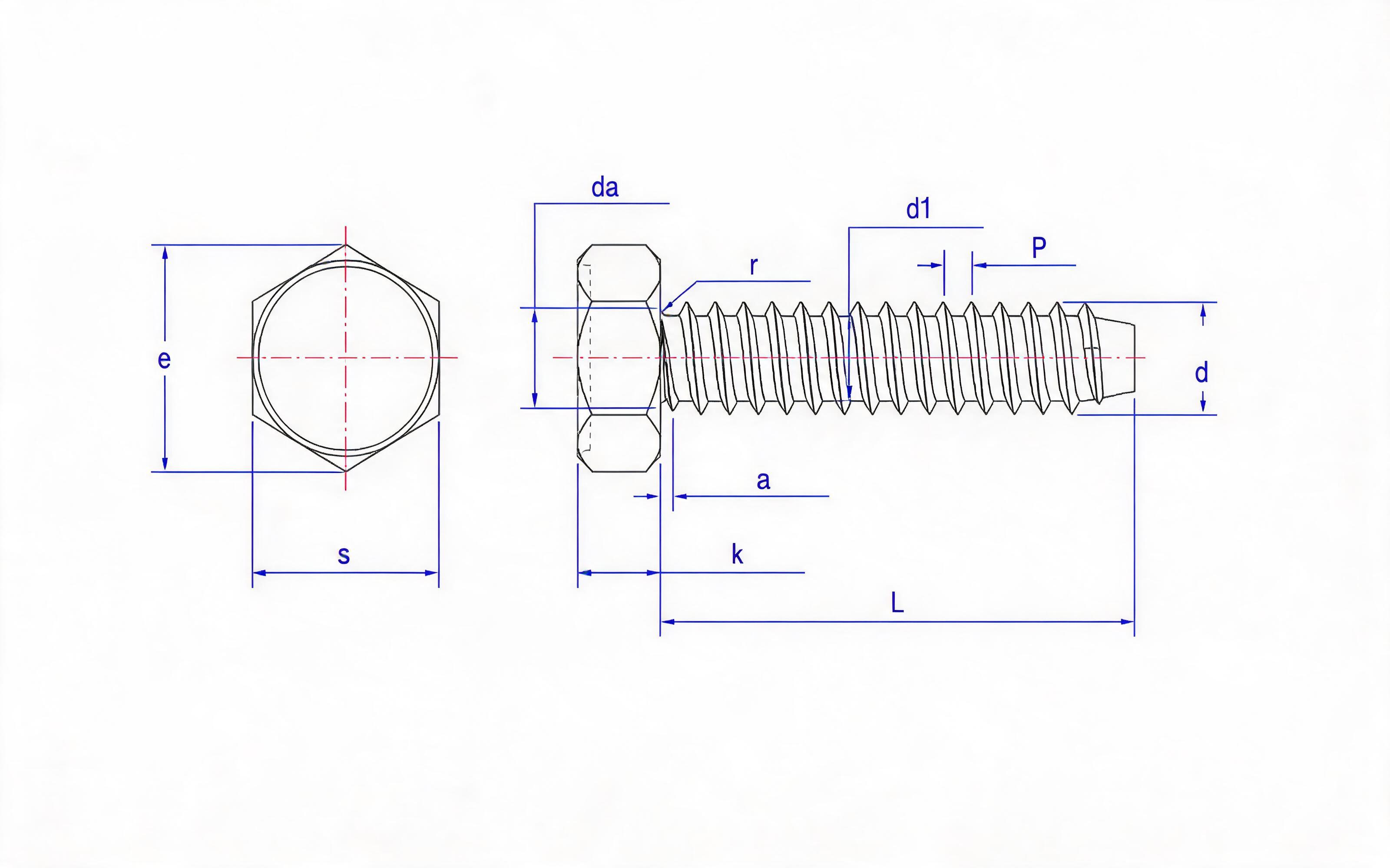 Hexagon self-tapping screw type F Standard Drawing