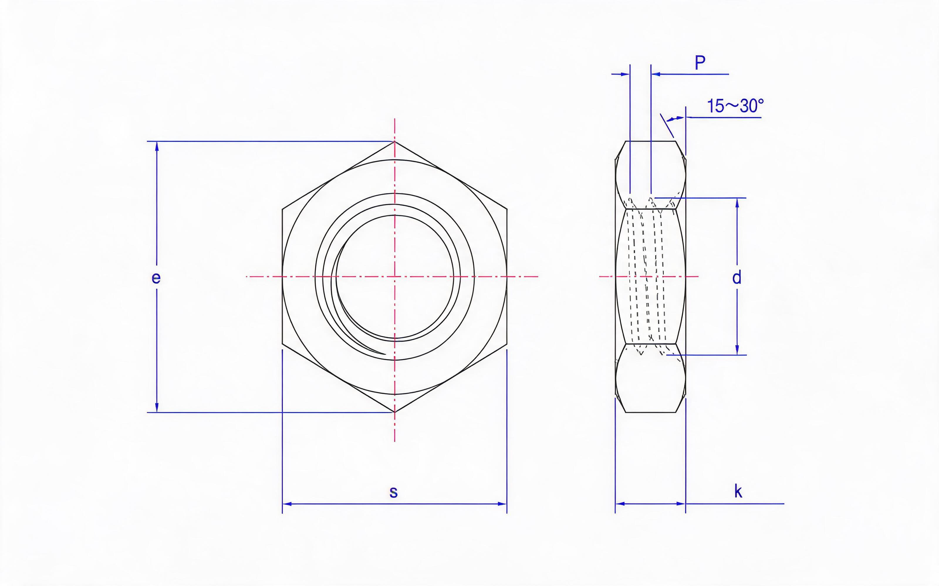Hexagon thin nut Standard Drawing