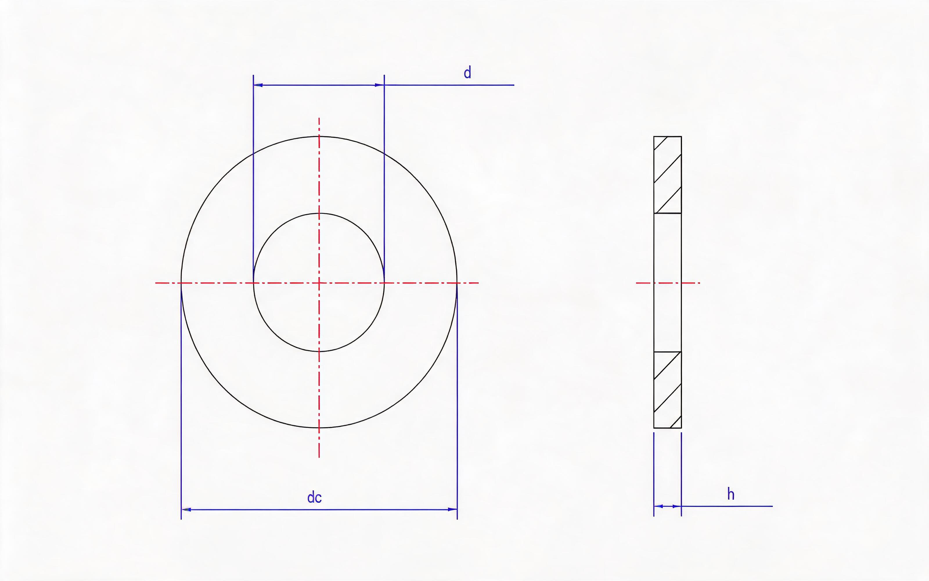 Flat washer, plain washer Standard Drawing
