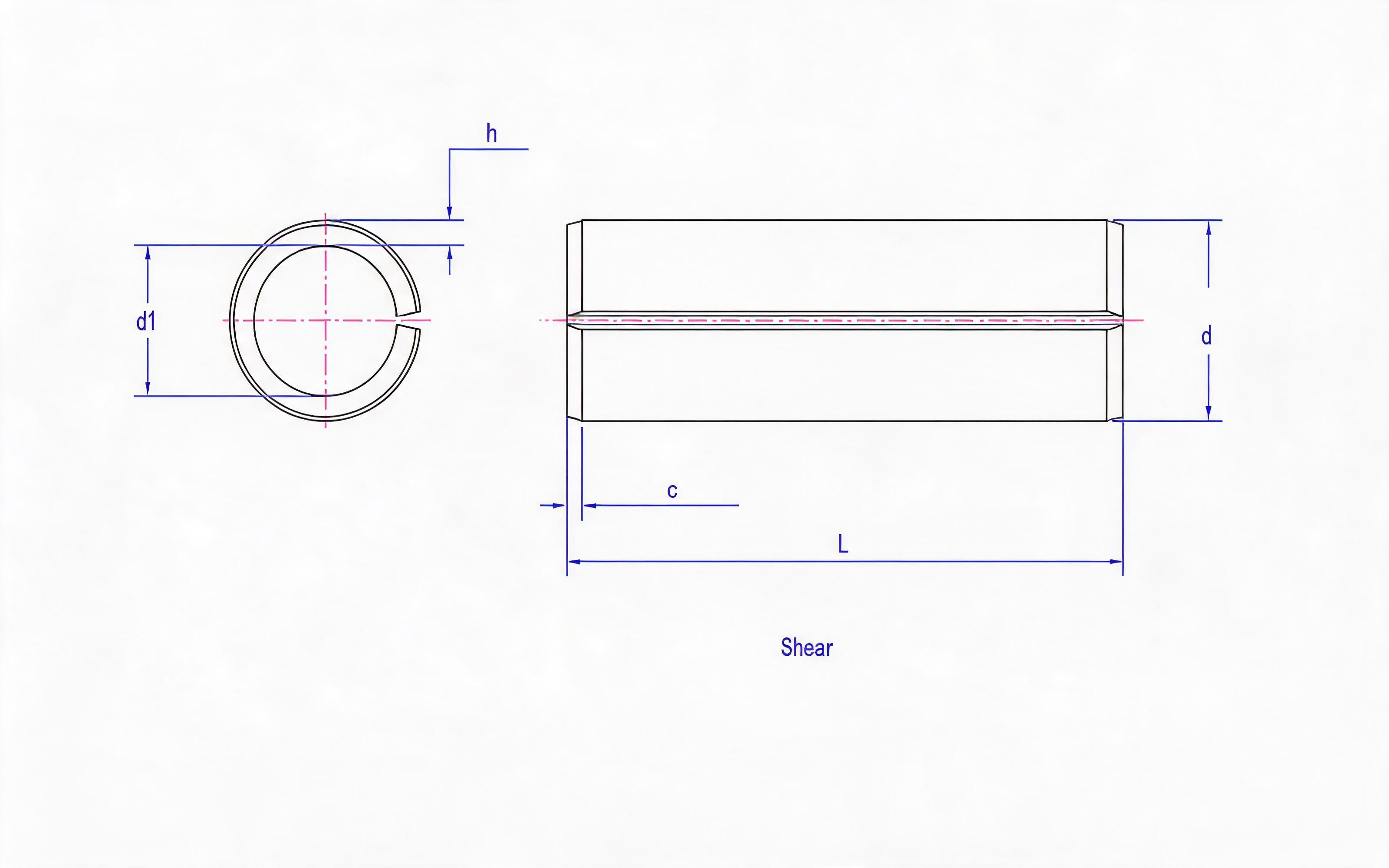 Light straight groove elastic cylindrical pin Standard Drawing