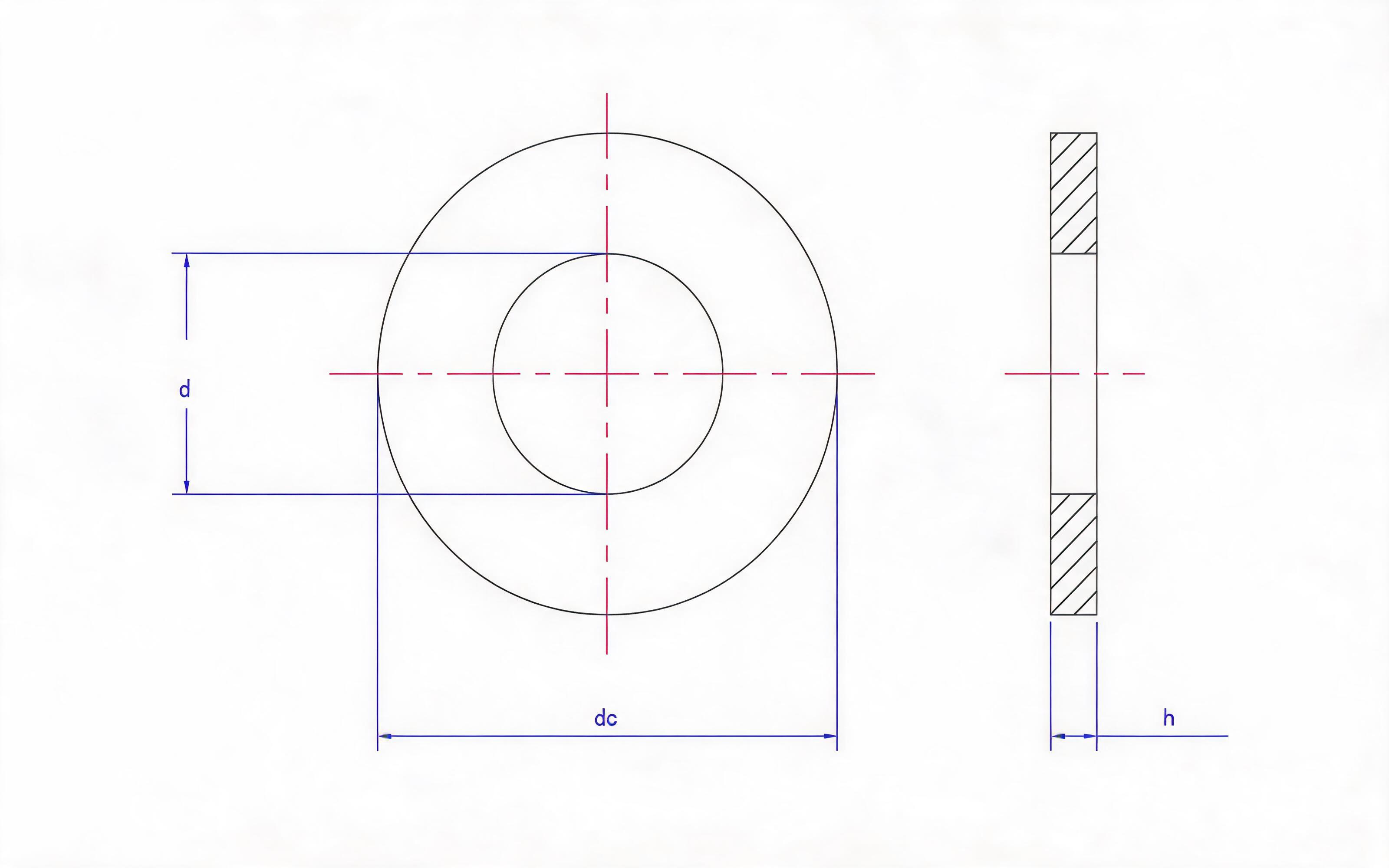 Flat washer, plain washer Standard Drawing