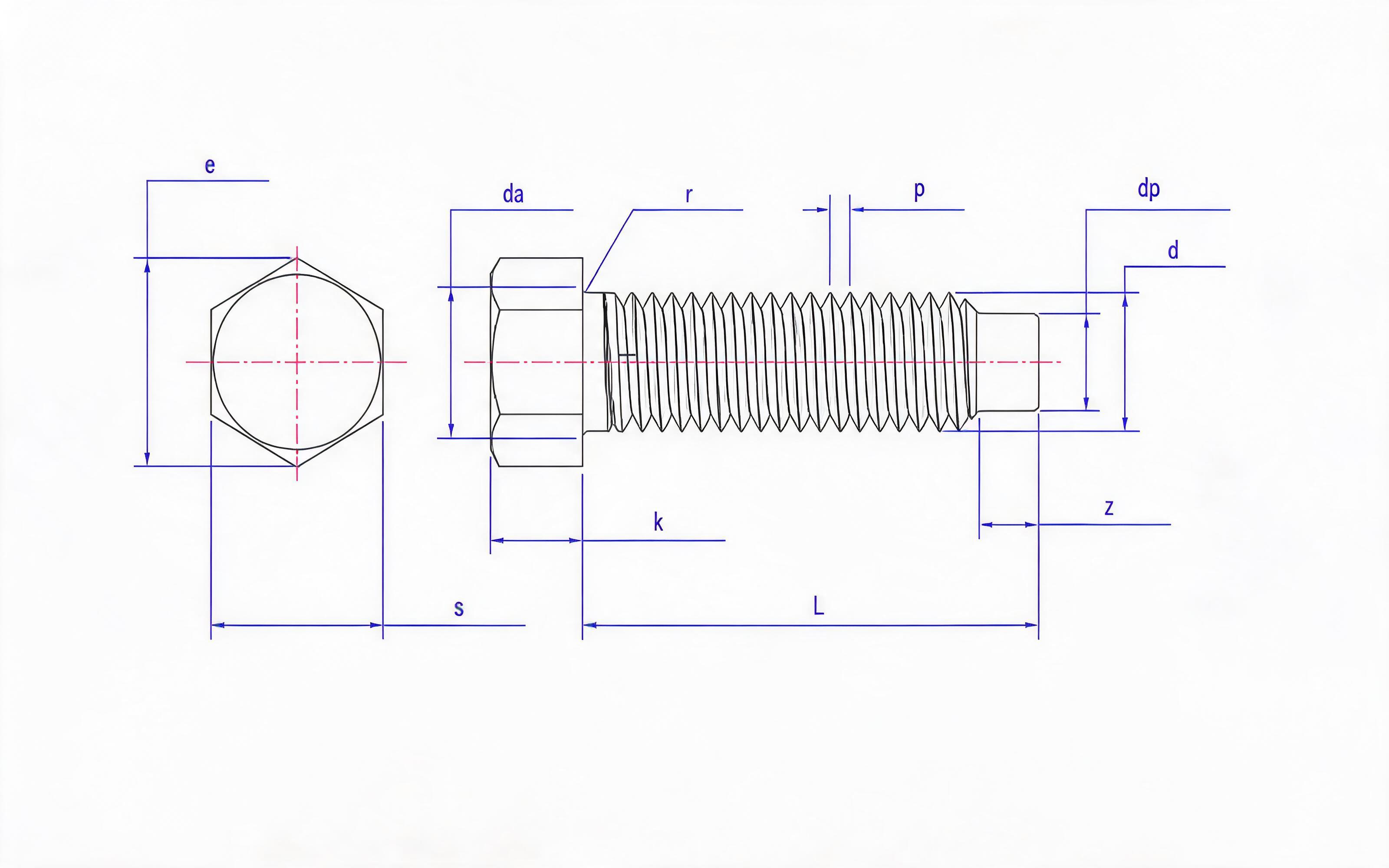 HEXAGON HEAD CYLINDRICAL POINT SET SCREW Standard Drawing