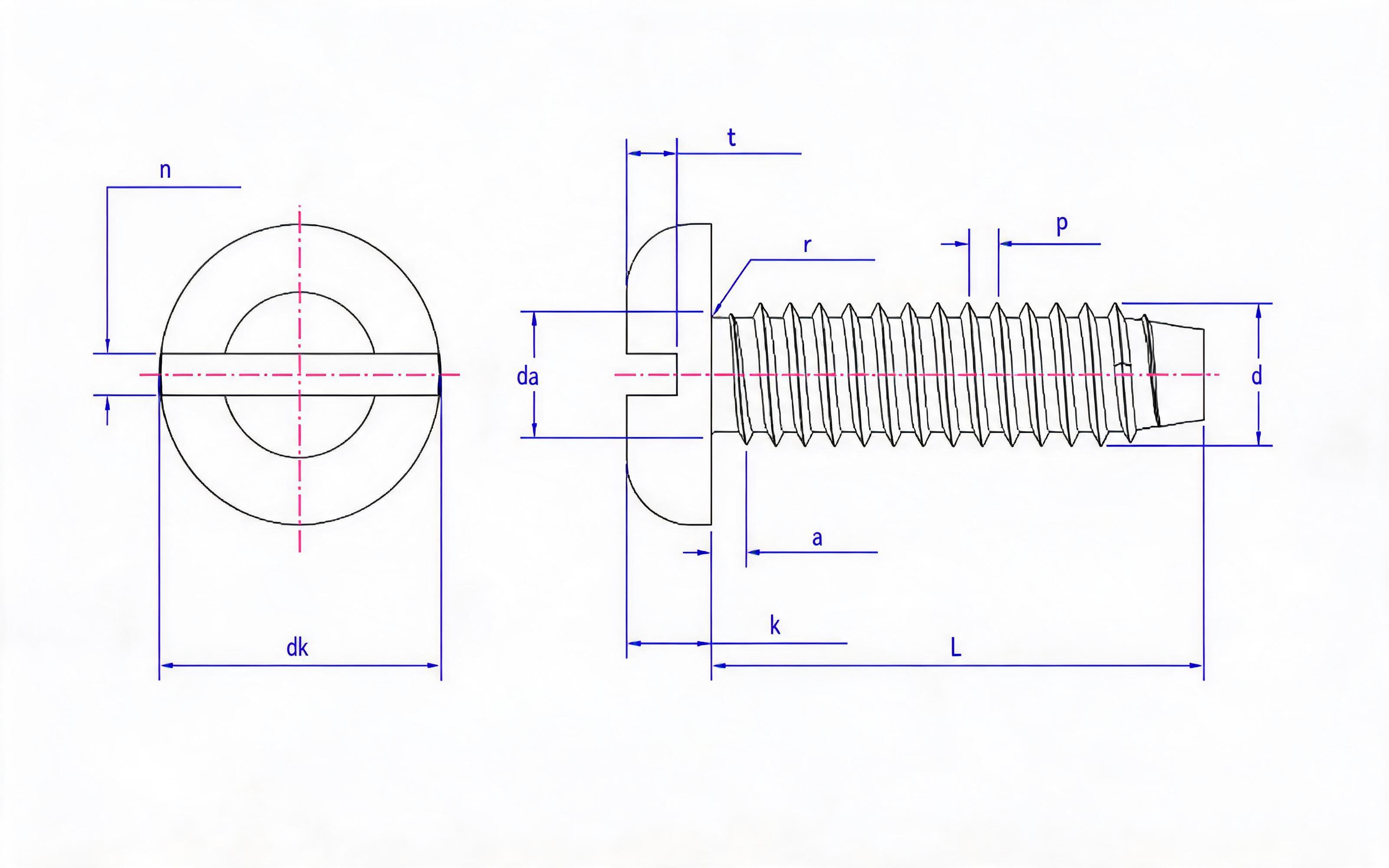 Slotted panhead self-tapping screw F-type Standard Drawing