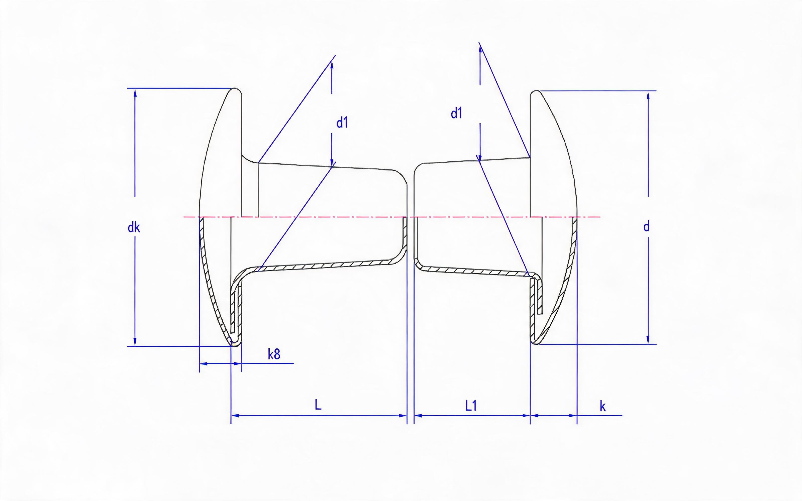B-type big flat head compression rivet Standard Drawing