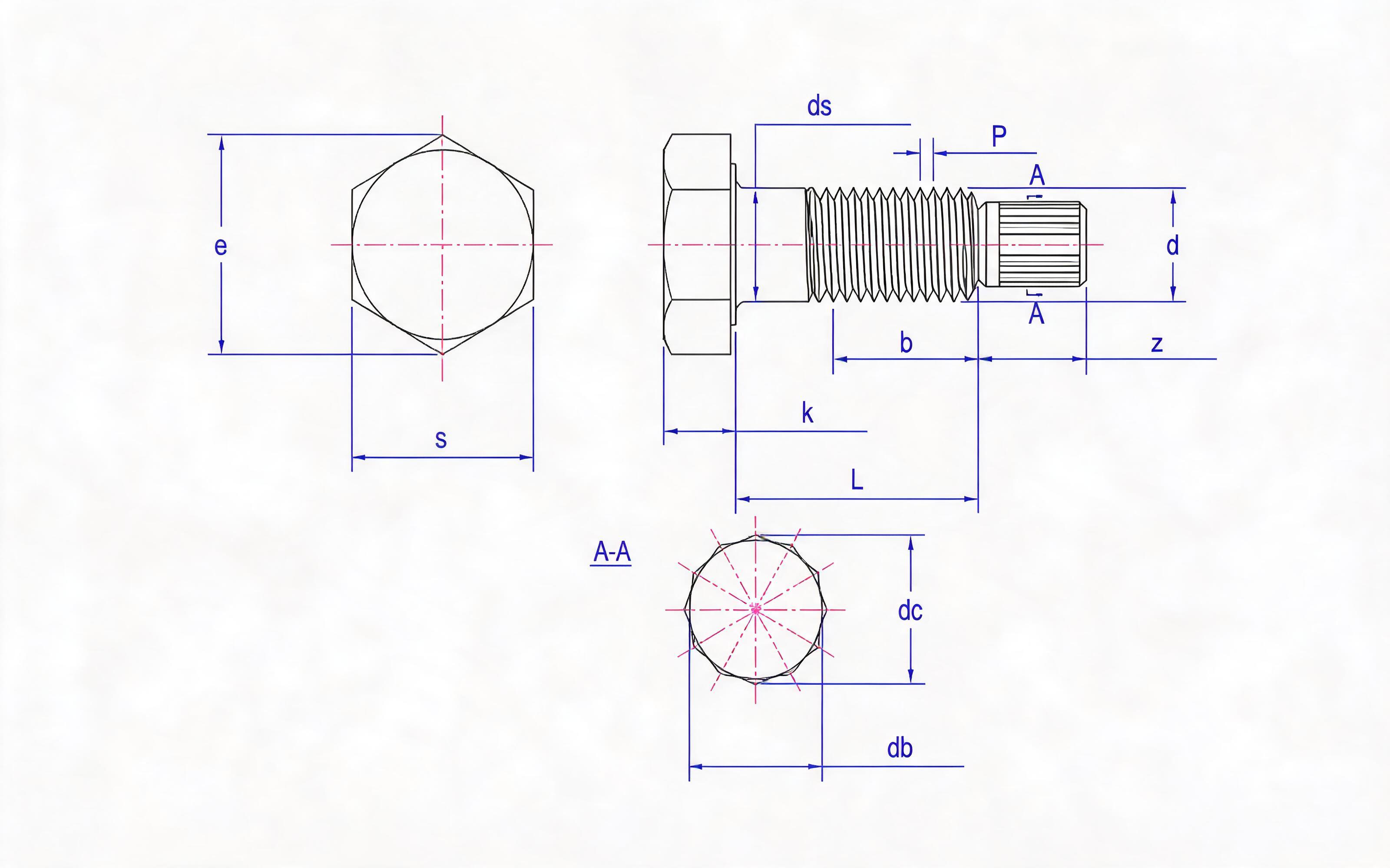 High-strength torsional shear hexagon bolt Standard Drawing