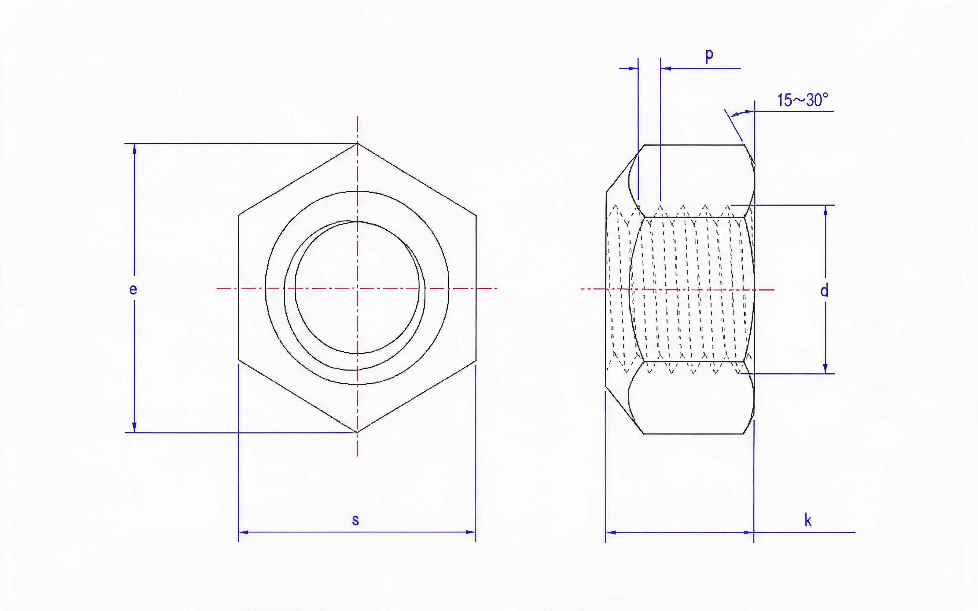 Type 1 all-metal hexagon lock nut Standard Drawing