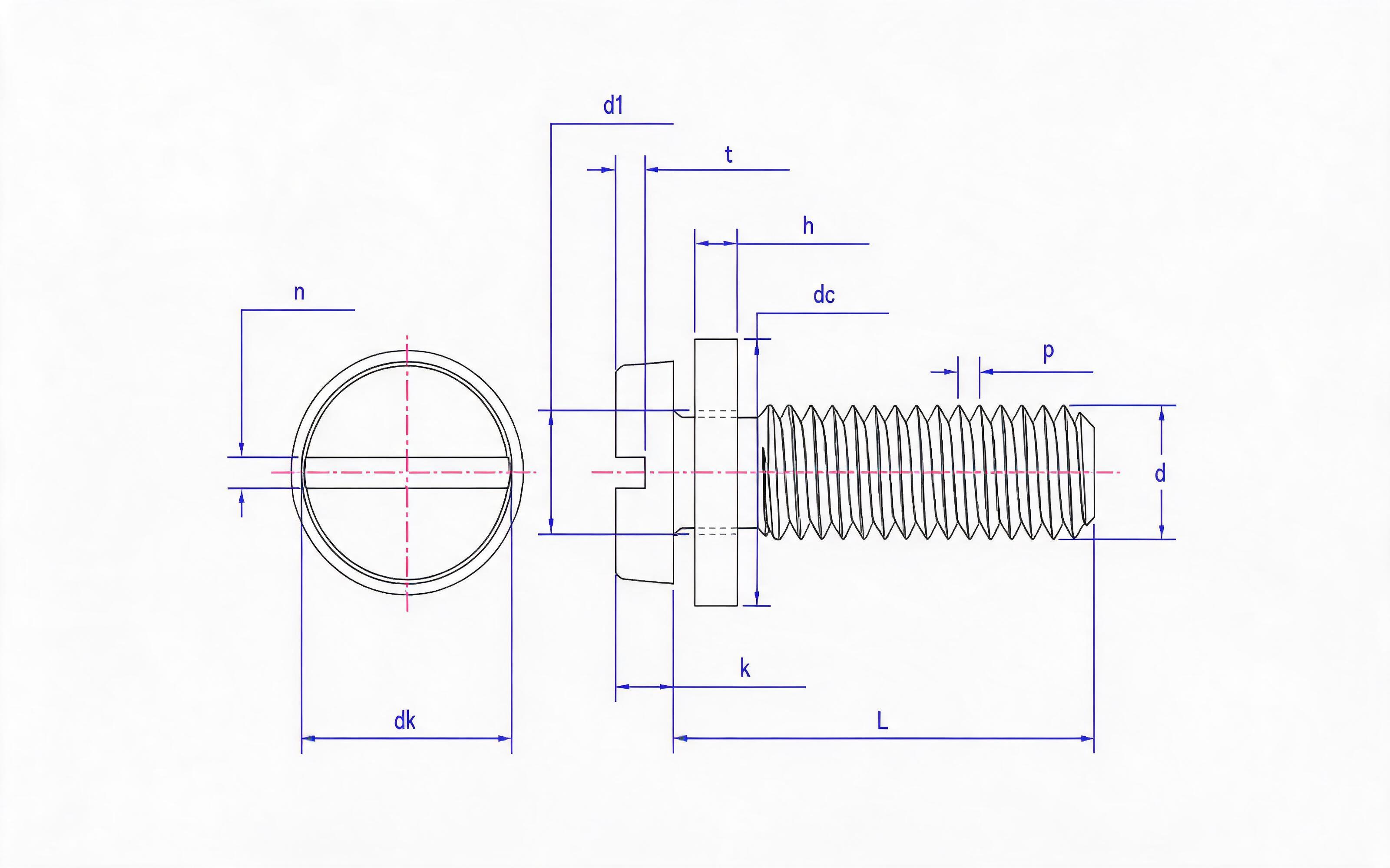 Slotted cheese head screw and flat washer combination Standard Drawing