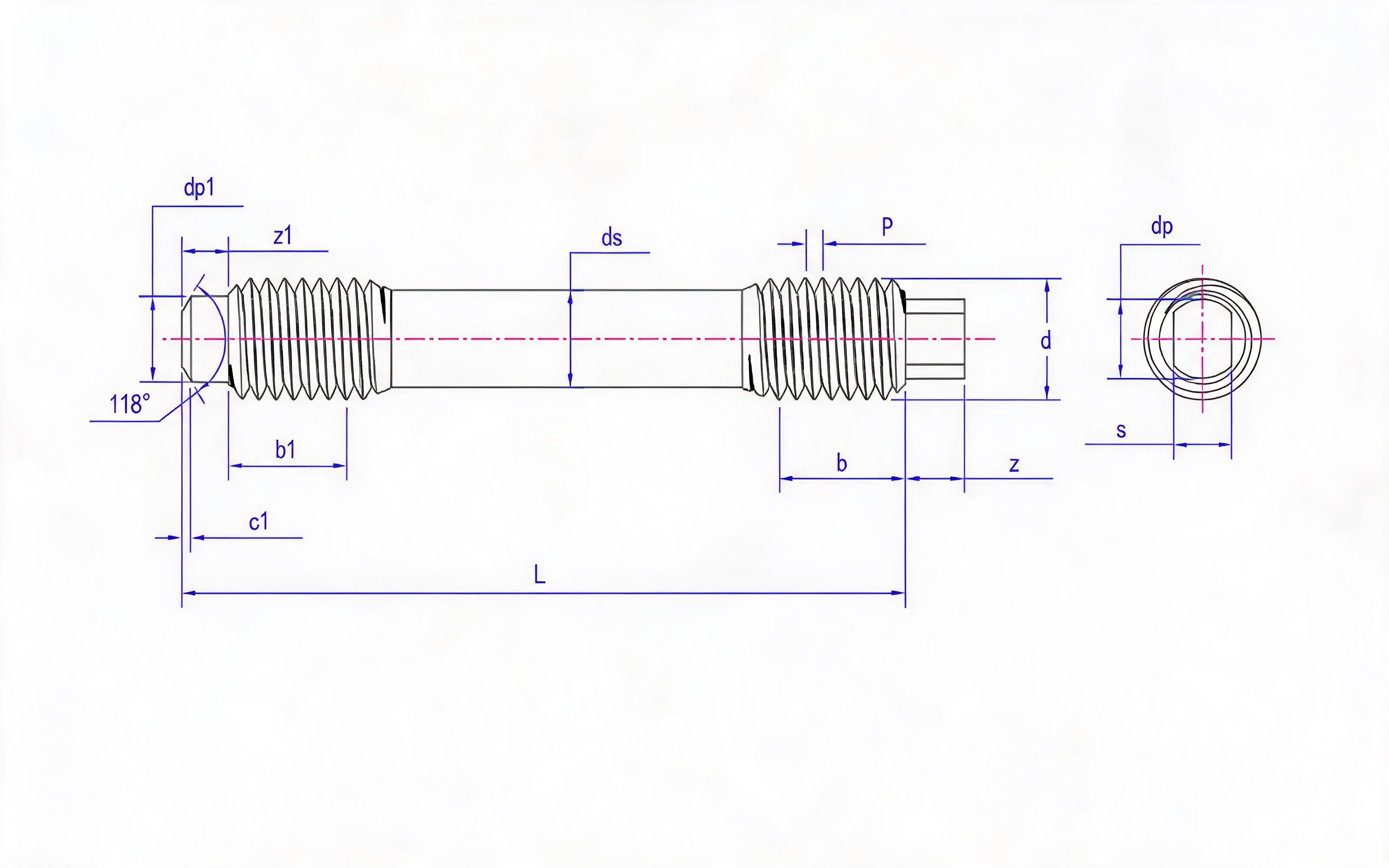 Type C and SW Double-head Short Thread Studs (d ≤ 56mm) Table 2 Standard Drawing