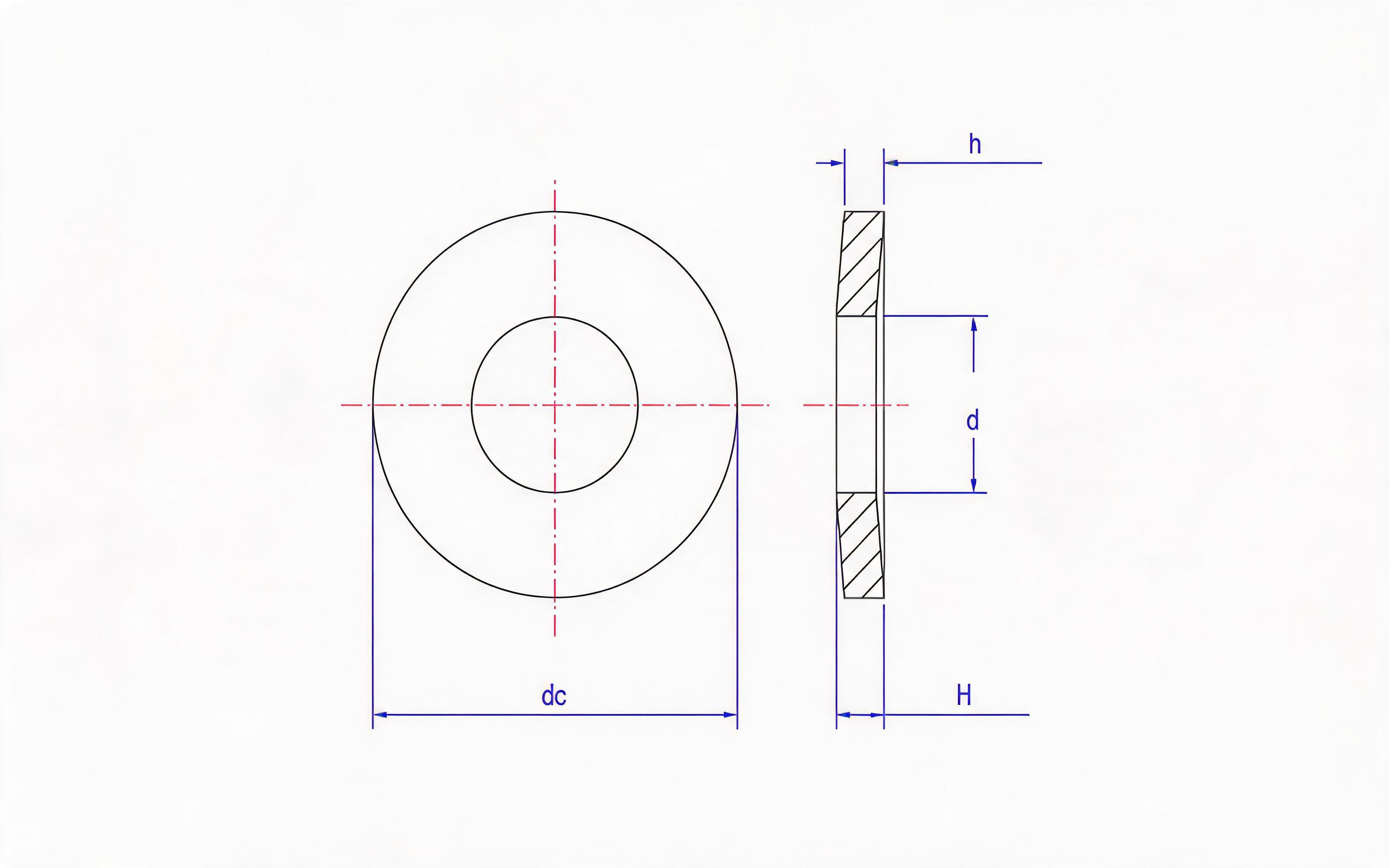 Belleville spring washer (h<1.25mm, d H12) Table A.3 Standard Drawing