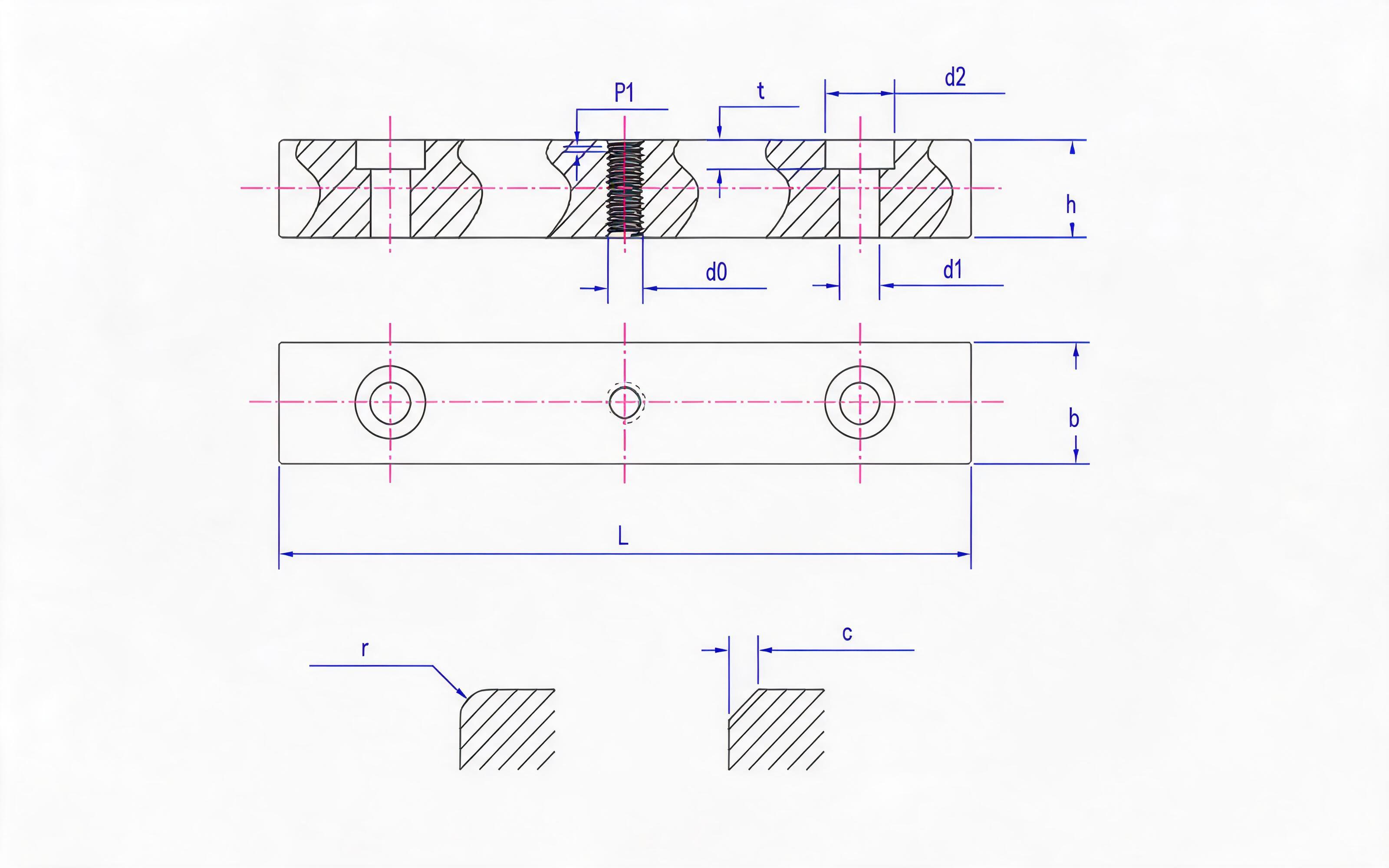 Type B guide flat key Standard Drawing