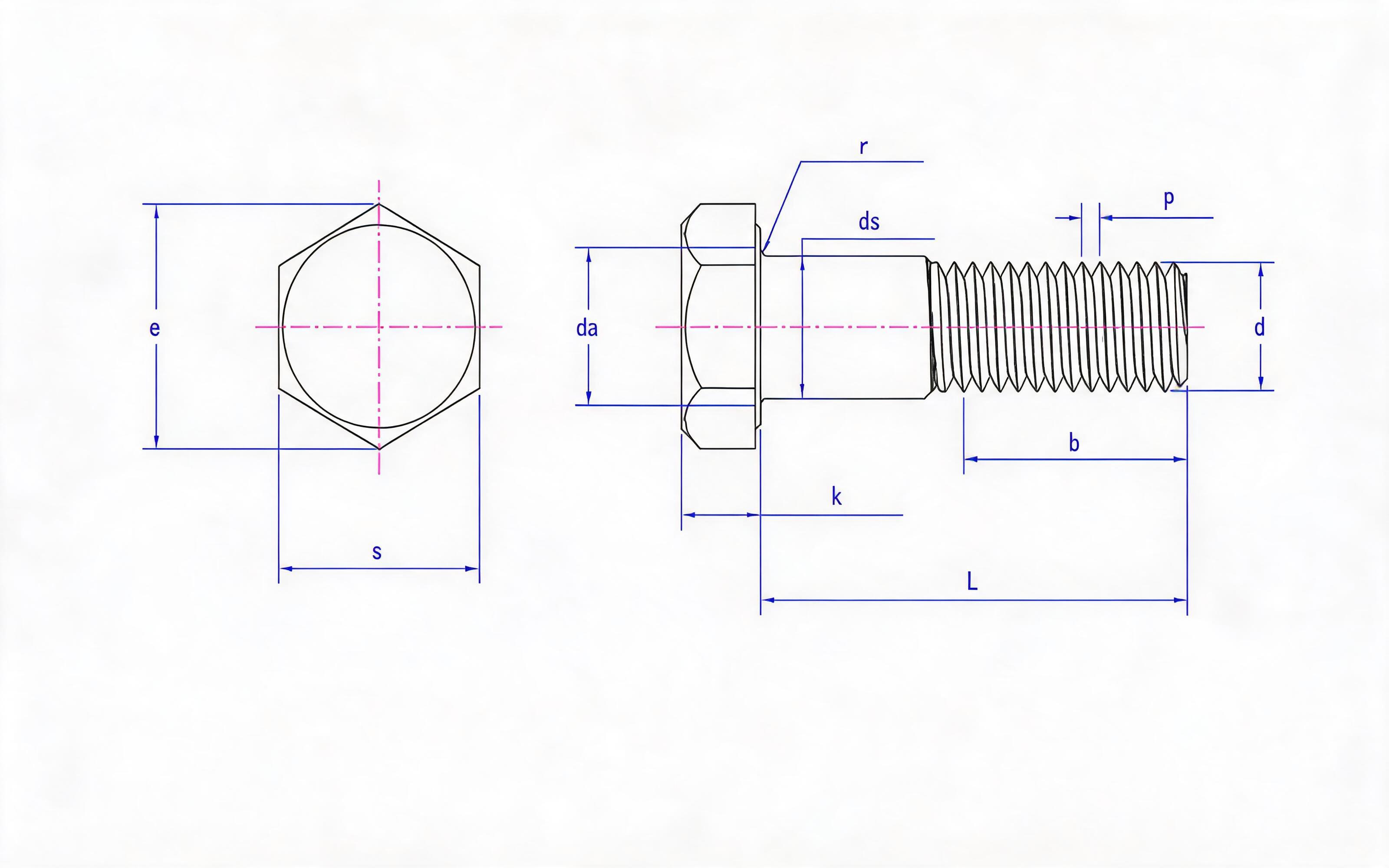 Hexagon head stiffener bolt for steel structure Standard Drawing