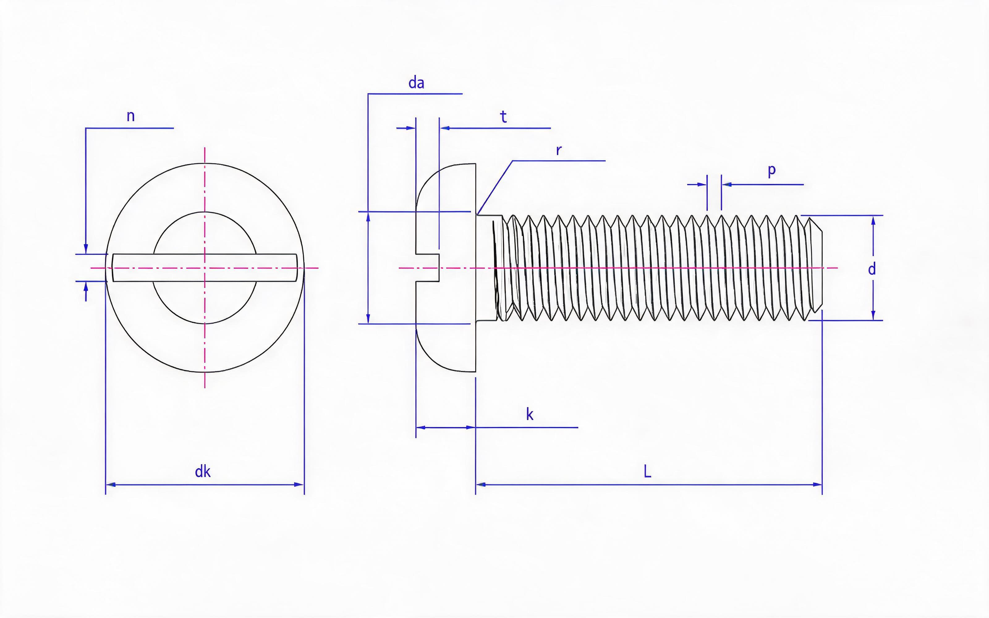 SLOTTED PAN HEAD SCREW Standard Drawing