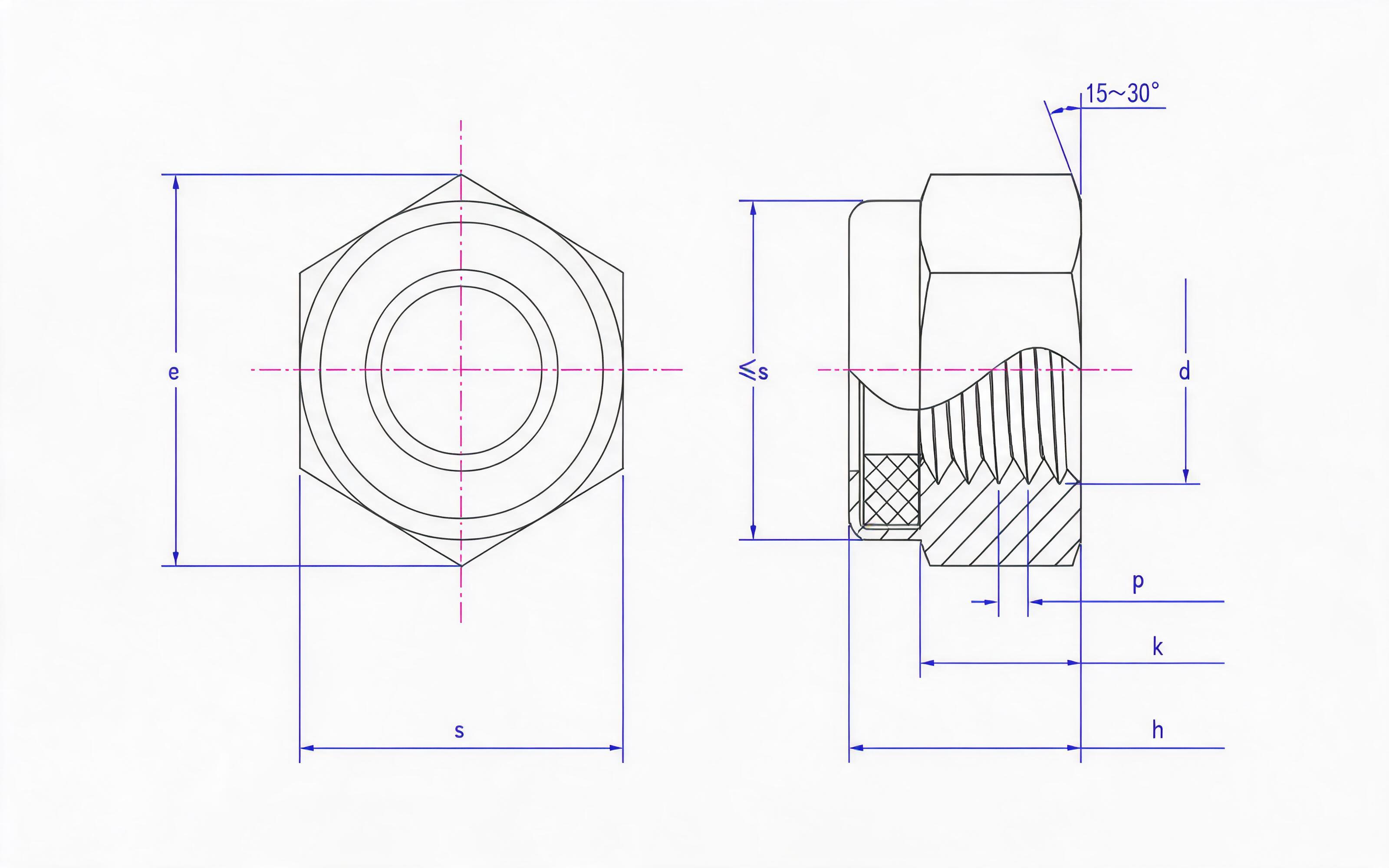 NONMETALLIC INSERT HEX LOCK NUT Standard Drawing