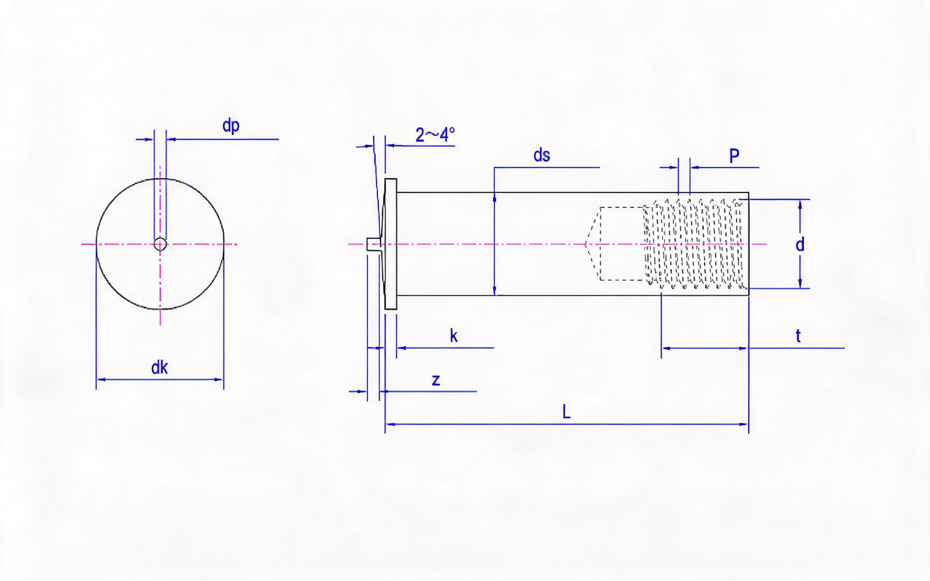 WELDED NUT FOR ARC STUD WELDING (IT TYPE INTERNAL THREADED STUD) Standard Drawing
