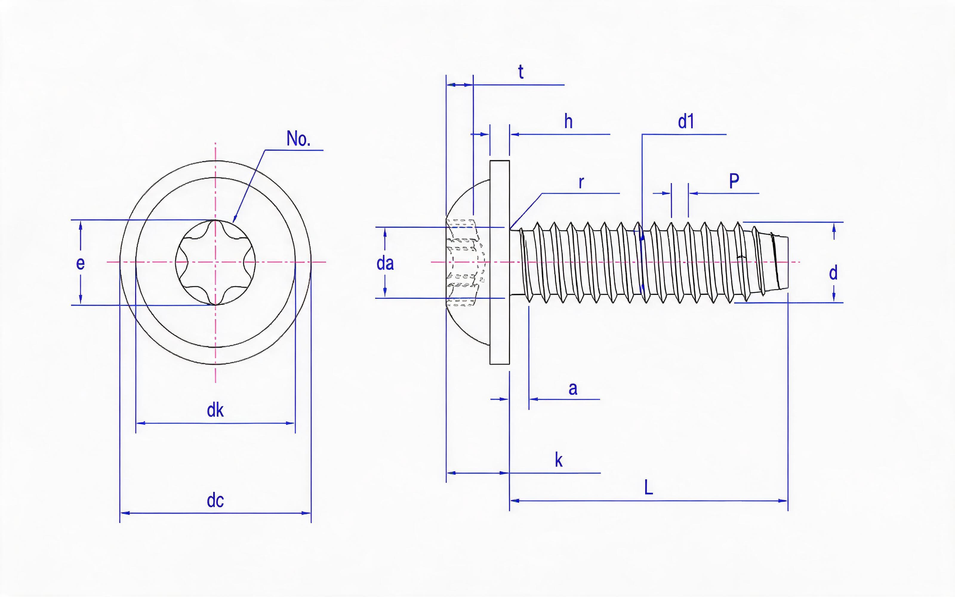 Box groove round head flange self-tapping screw F-type Standard Drawing