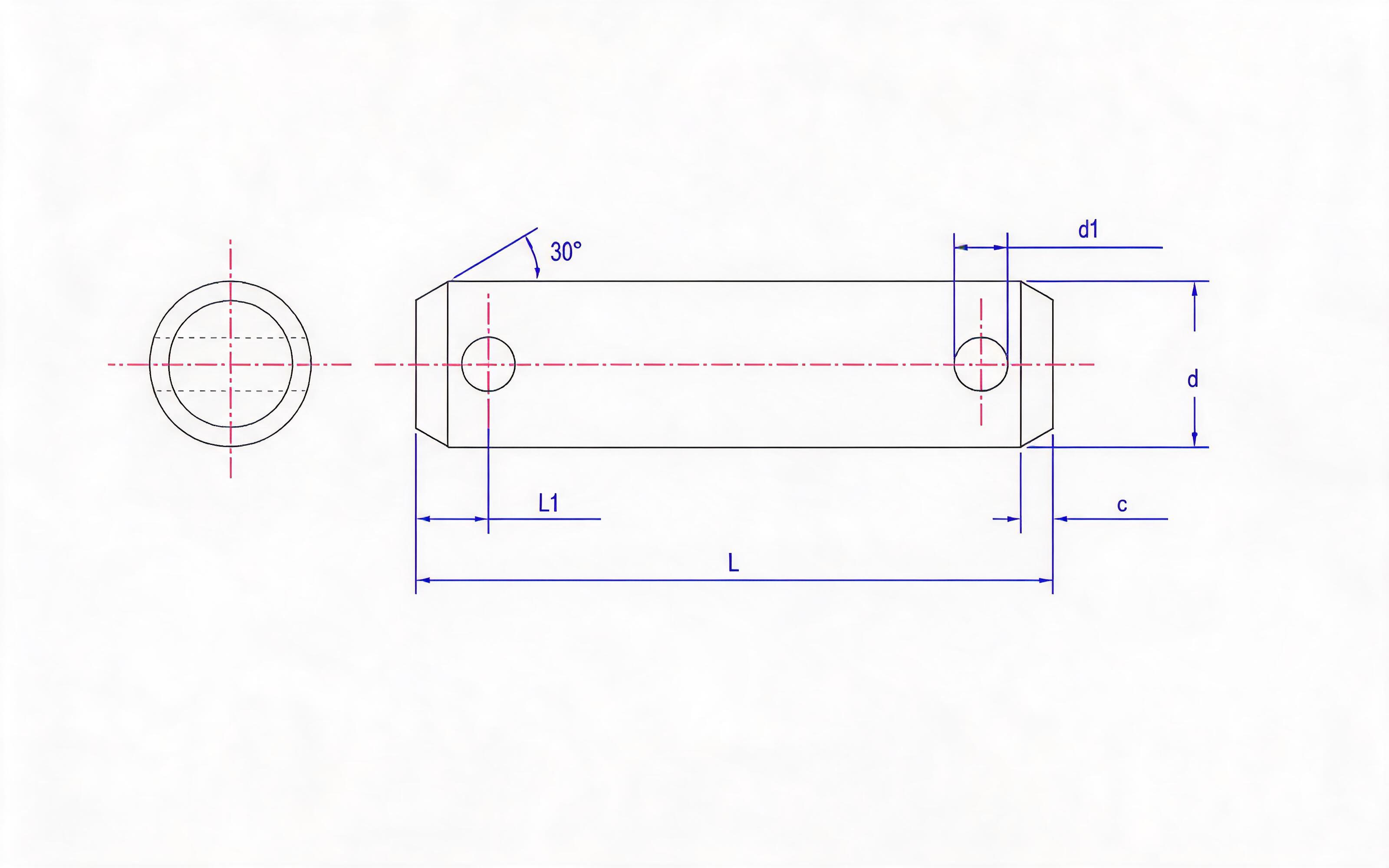Pin with hole Standard Drawing