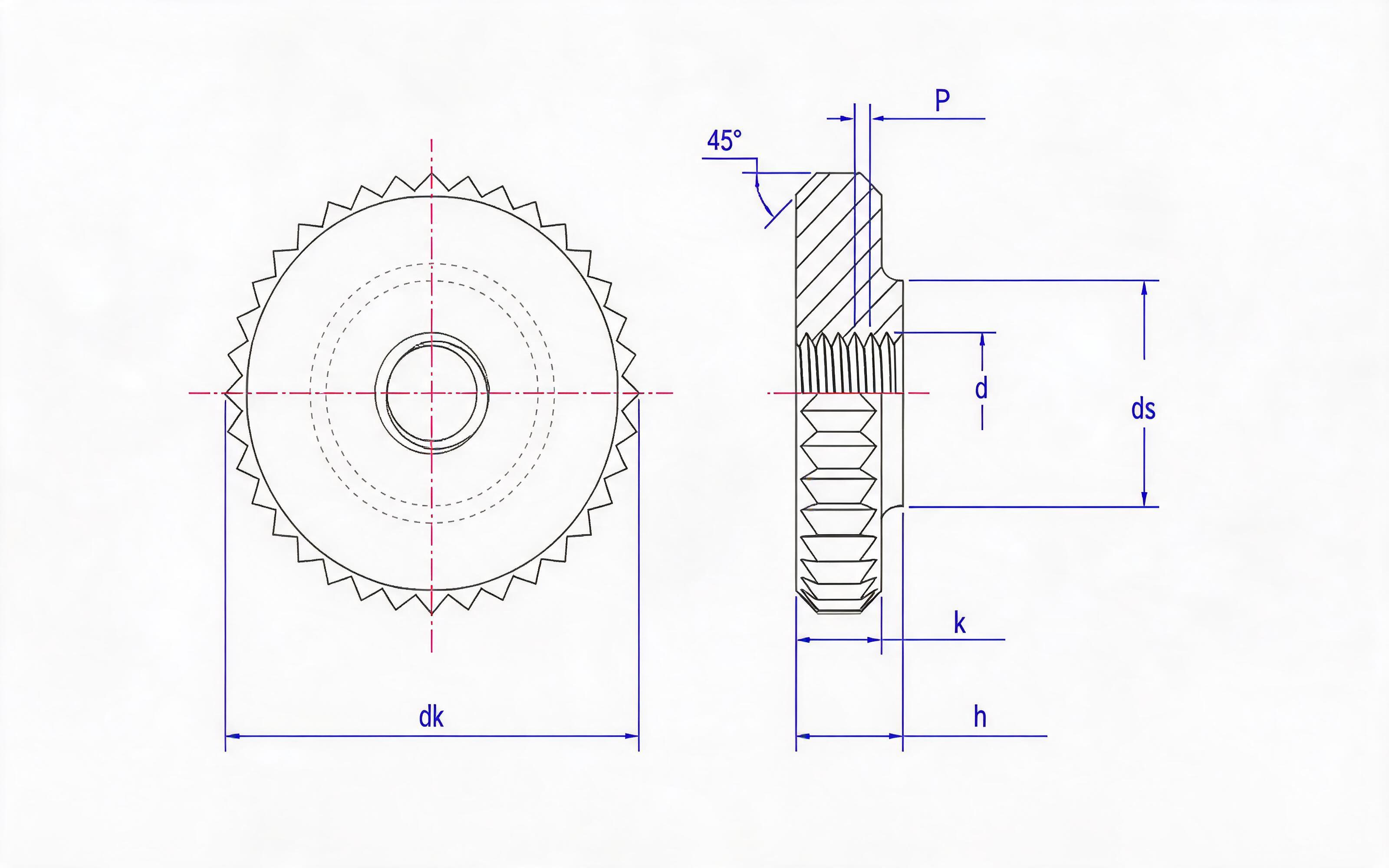 Knurled nuts  Standard Drawing