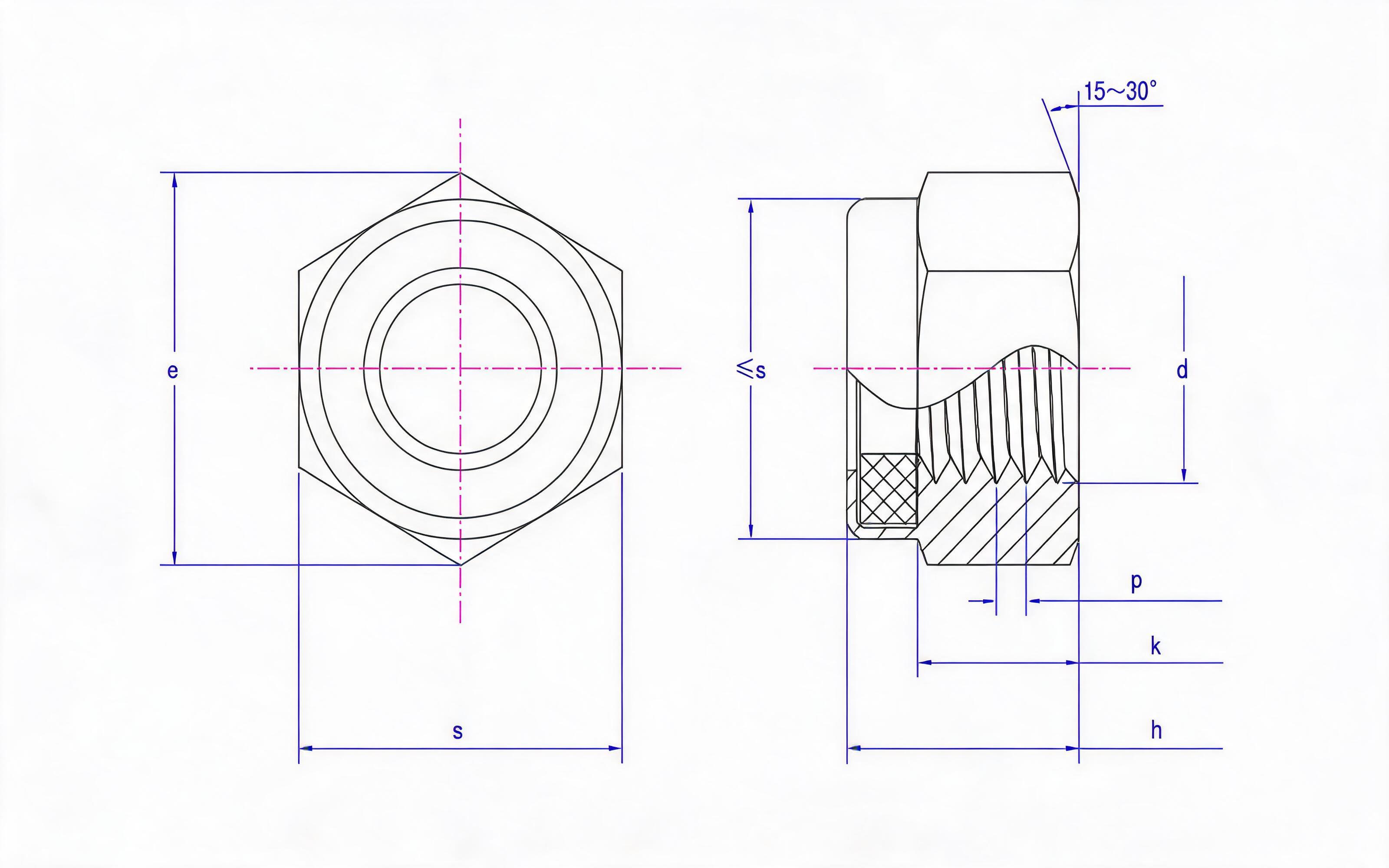 NONMETALLIC INSERT HEX LOCK NUT Standard Drawing